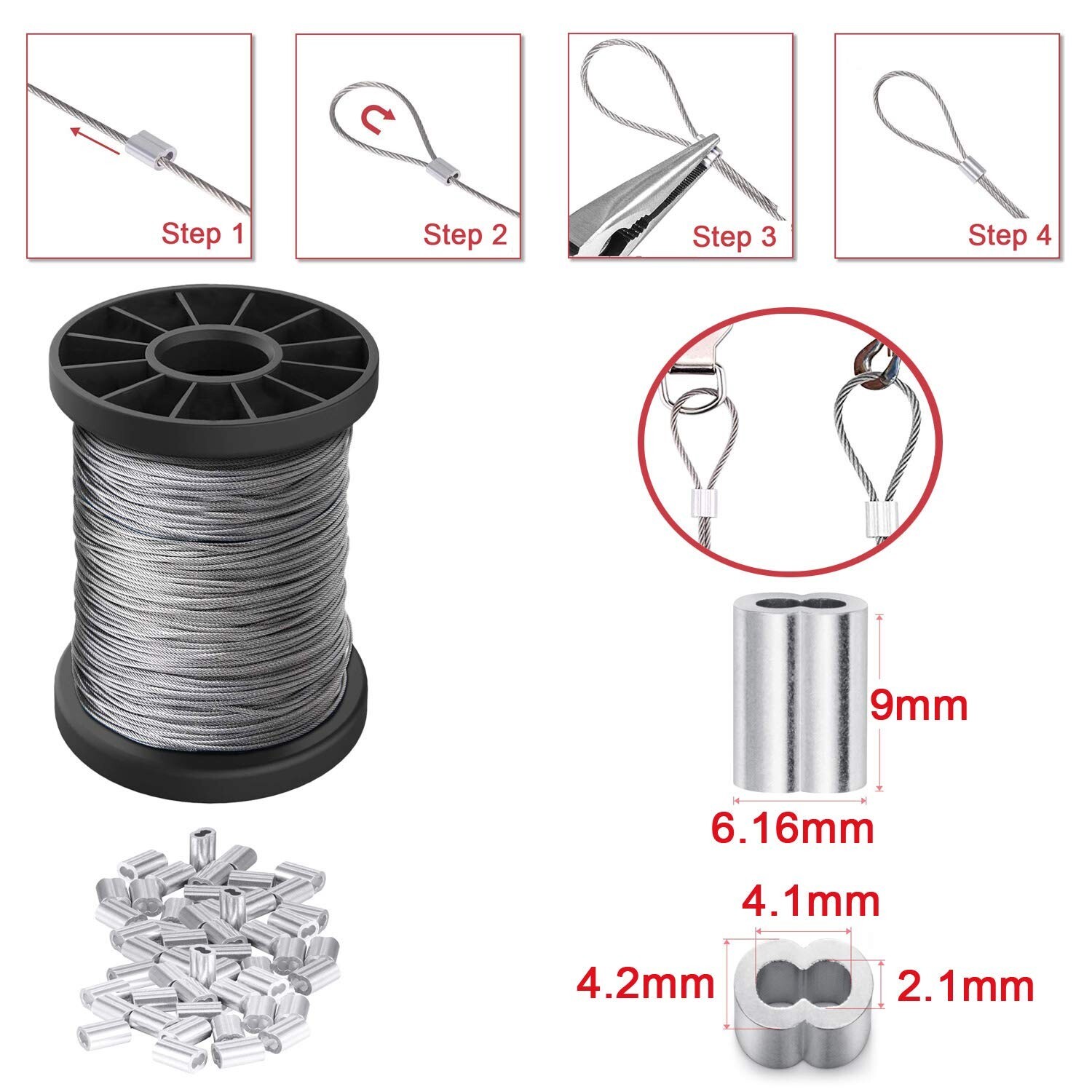 Picture Hanging Wire 100 lbs, Heavy Duty Stainless Steel Wire Rope for Hanging