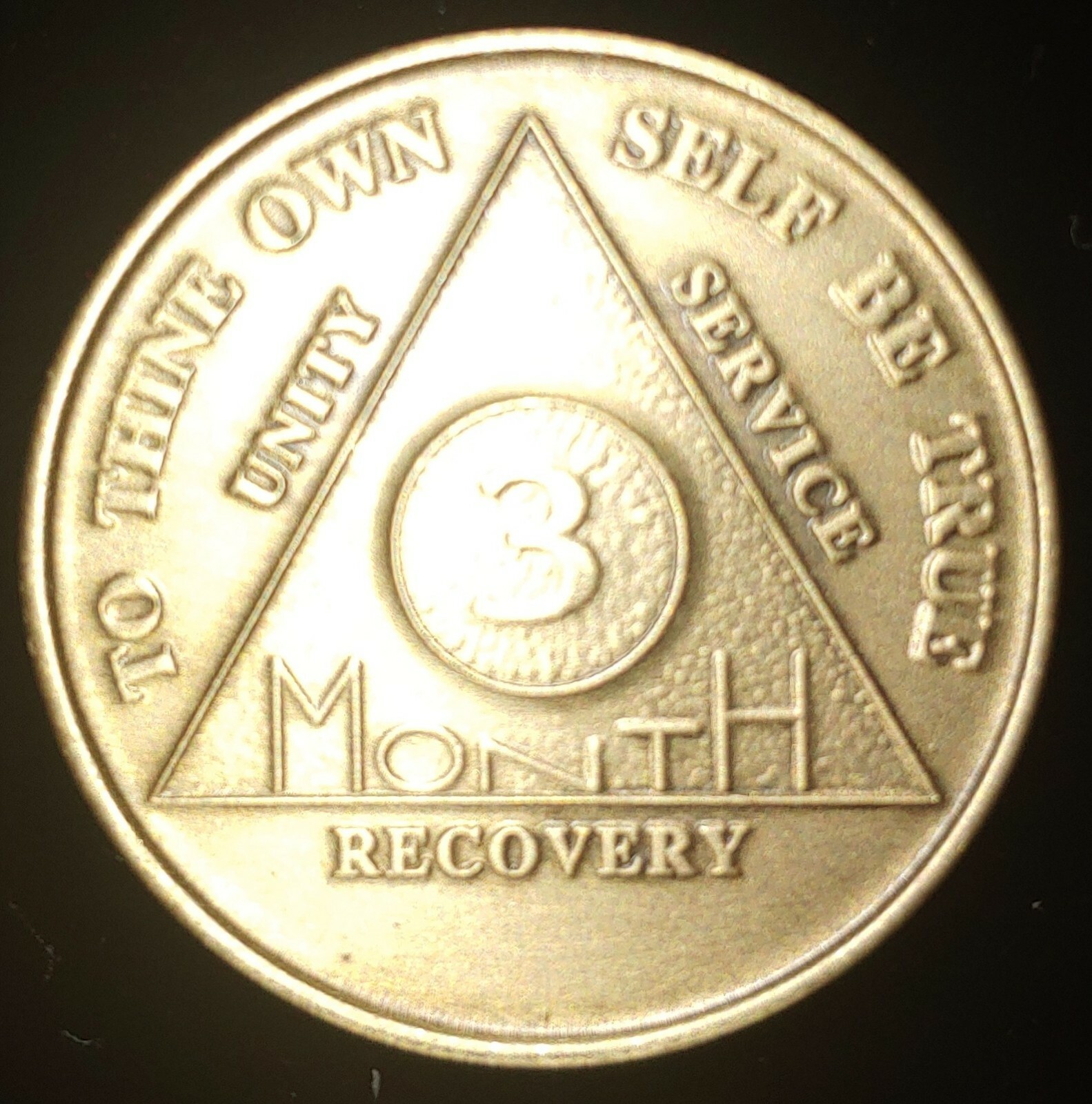 Alcoholics Anonymous AA 3 Month Bronze Medallion Coin Chip Token Sobriety Sober