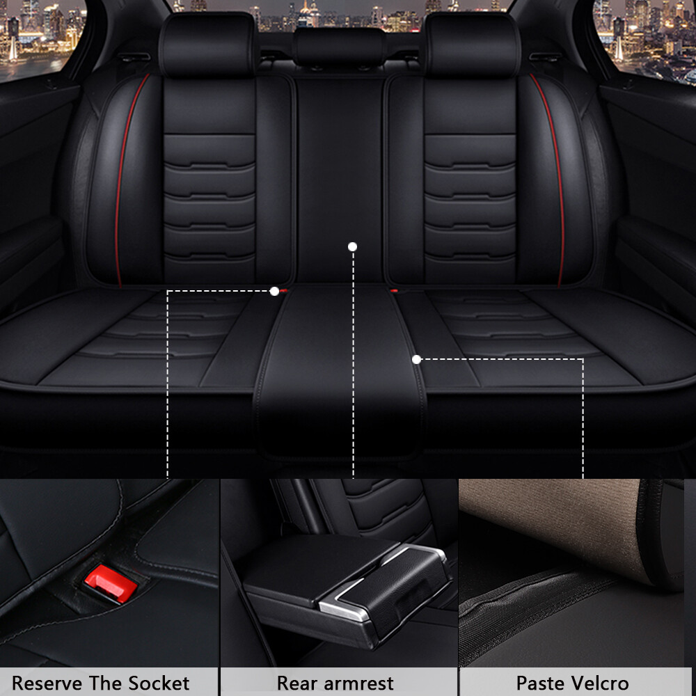 For Honda Civic Faux Leather Car 5 Seats Covers Full Set Front Rear Back Cover