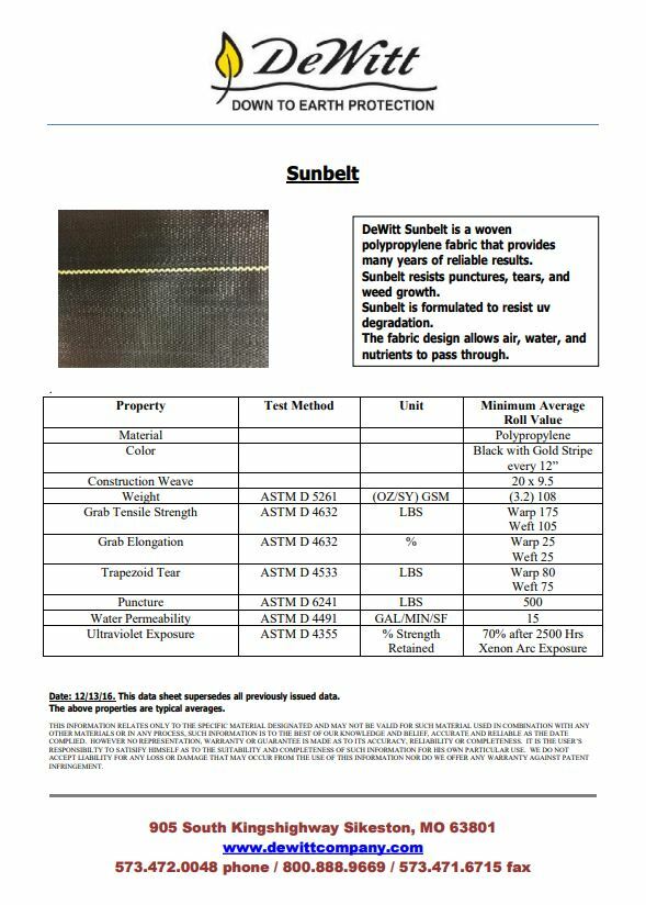 DeWitt Woven Ground Cover Landscape Fabric SUNBELT 4'x300' 3.2 OUNCE