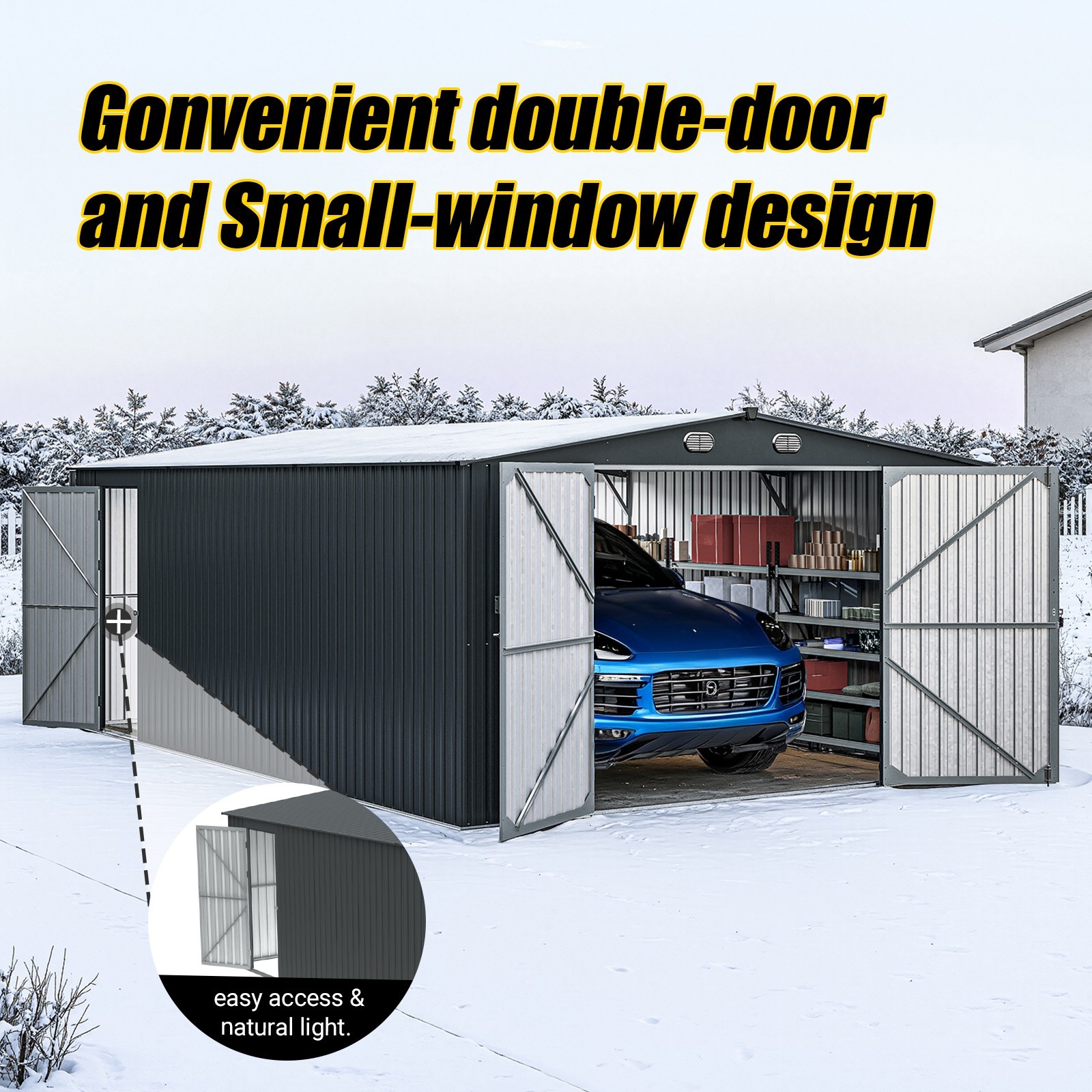 NEW 20'x13' Galvanized Metal Garage Shed Outdoor Storage Shed for Vehicle/Garden