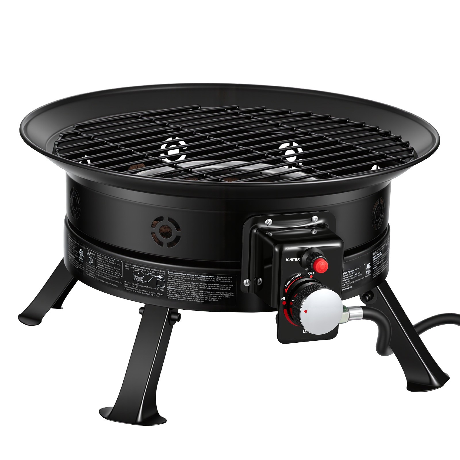 Uimoso 19-Inch Portable Propane Fire Pit, 53000BTU Gas Fire Bowl for Outdoor Use