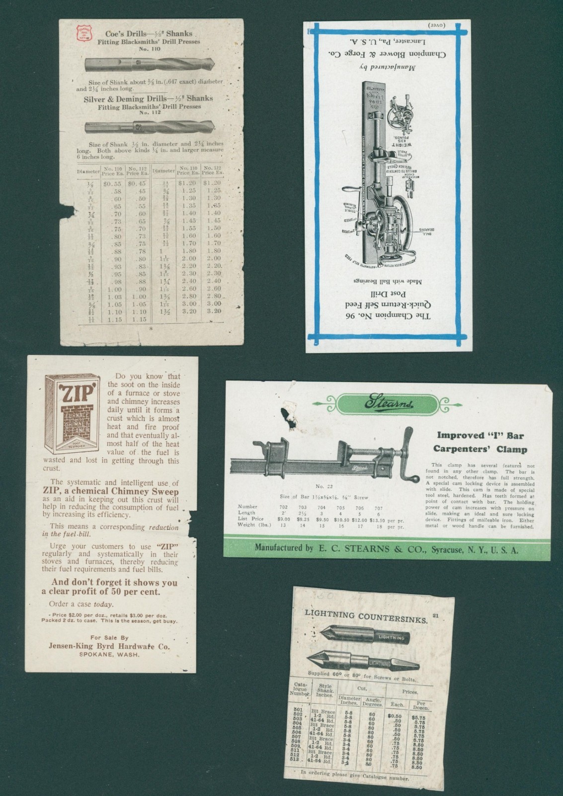 c.1910s Hardware Trade Pamphlet Lot Blacksmith Tools Drill Vise Clamp Ads Store