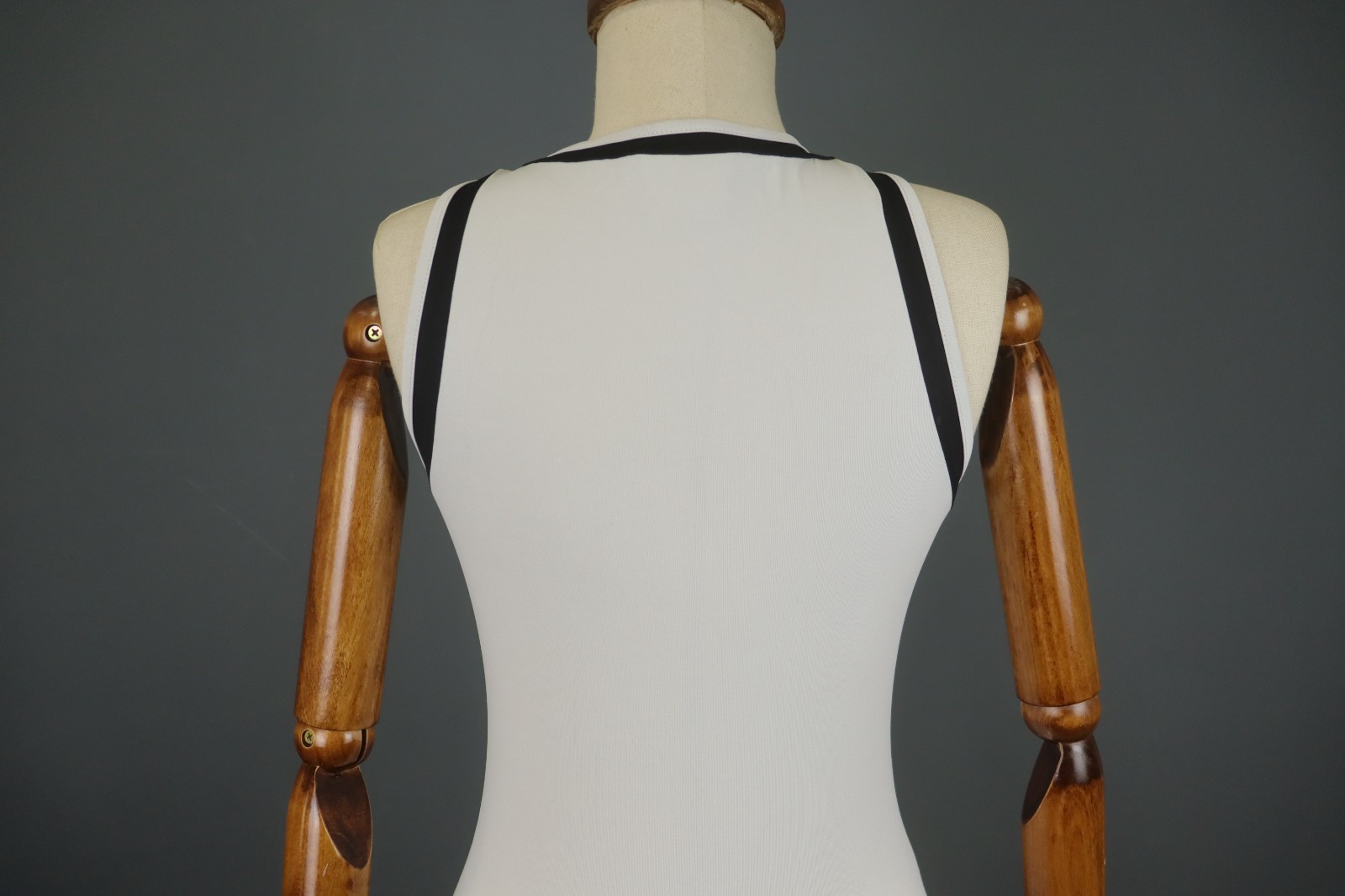 LACOSTE Sport White Black Stretch Sleeveless V-Neck 1/4 Zip Tennis Dress Size 40