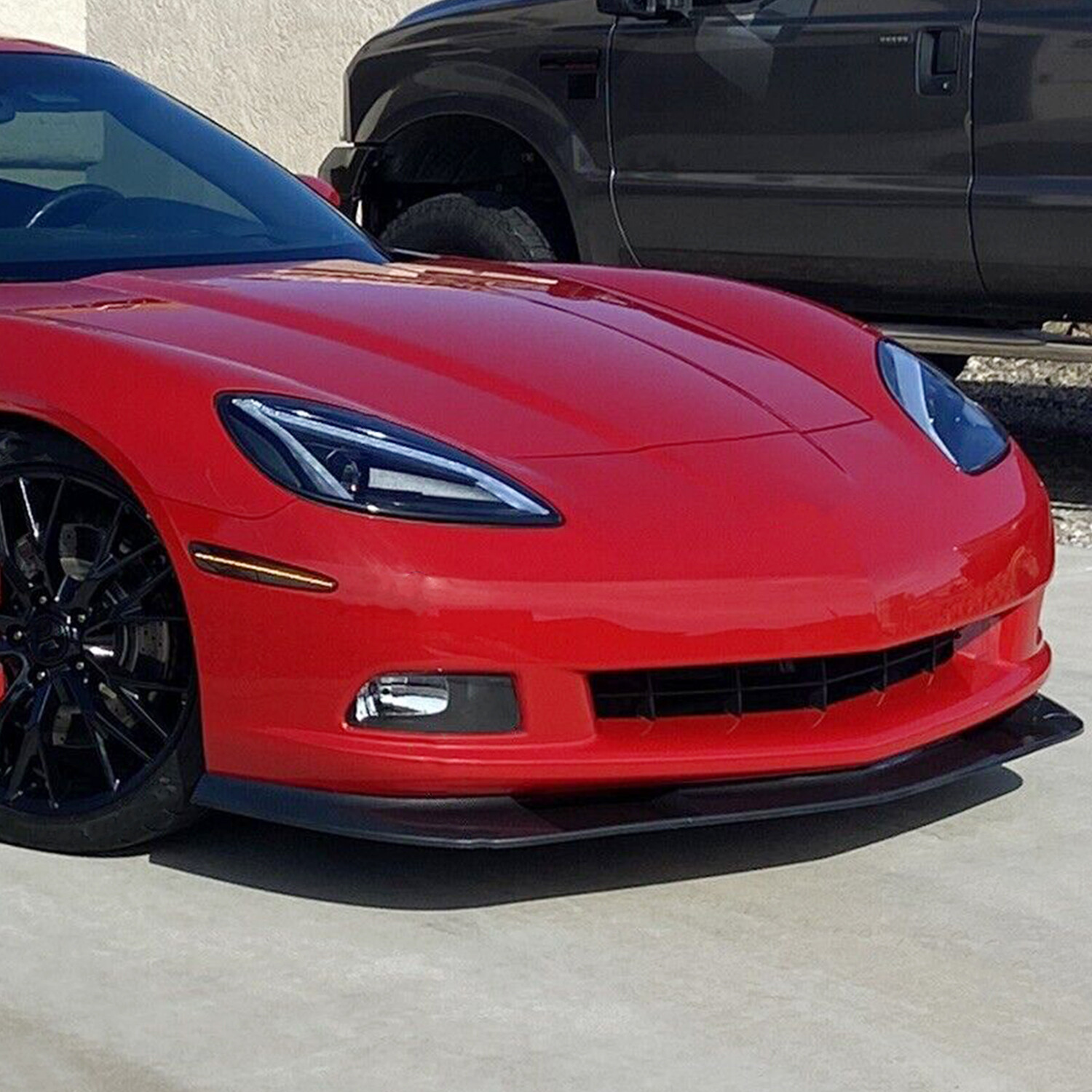 HECASA For 05-13 Corvette C6 Base Front Lip Splitter ZR1 Style Carbon Fiber Look