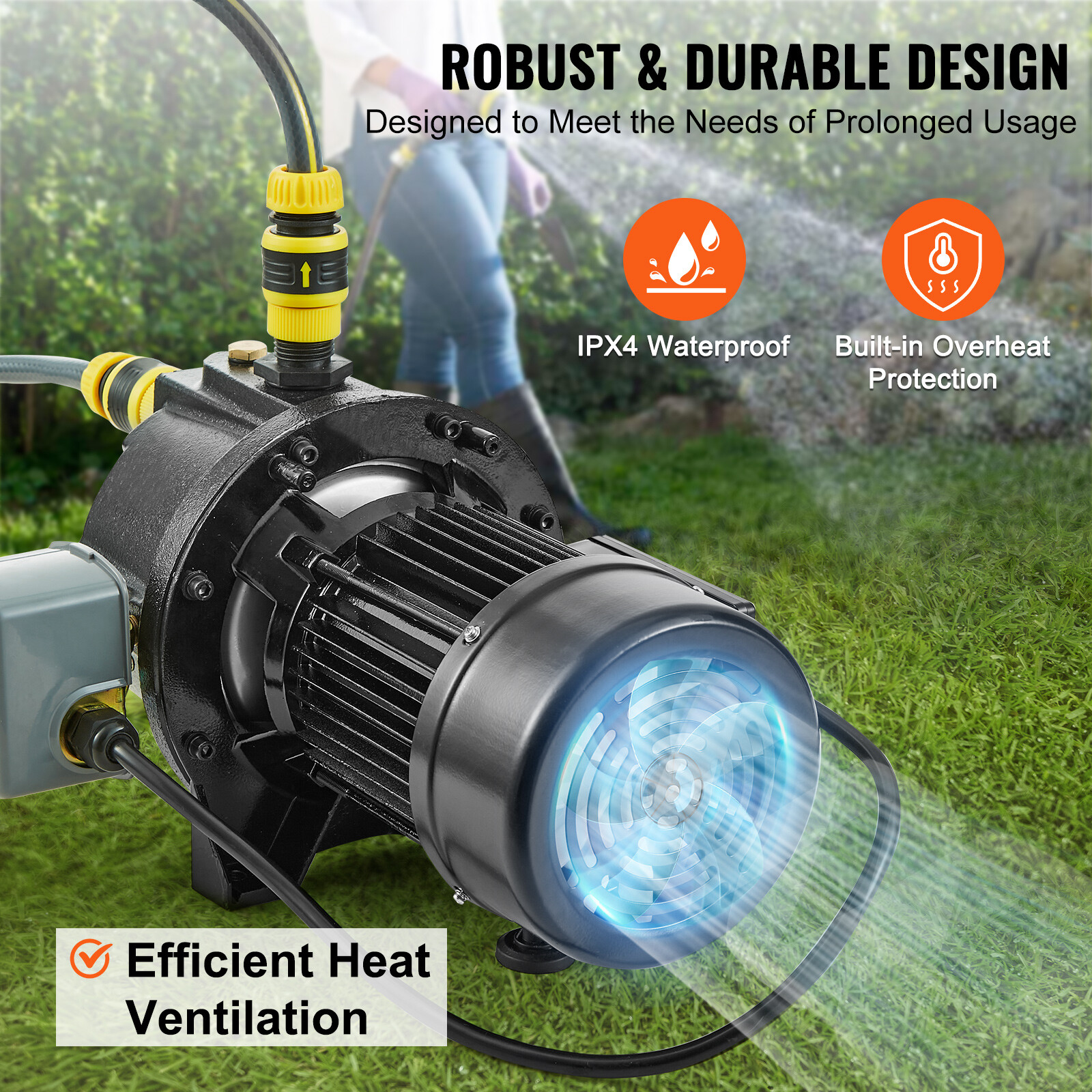 VEVOR 1HP 17.6 GPM Shallow Well Jet Water Pump Irrigation 164 FT Head Cast Iron