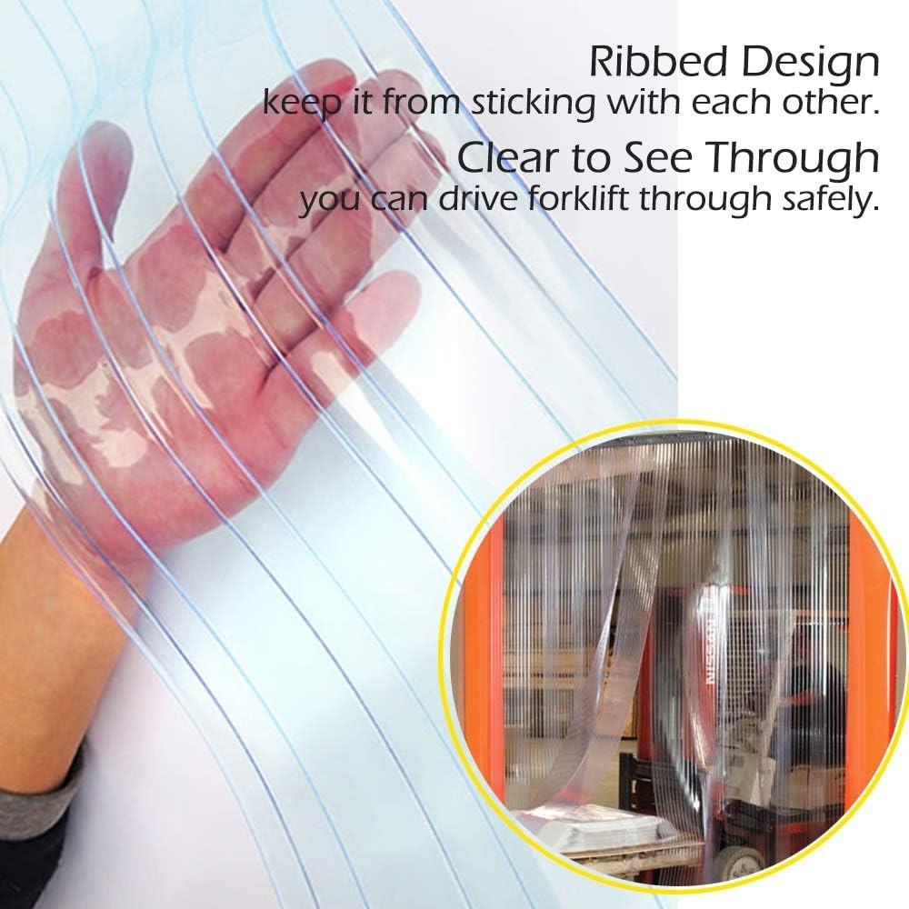 Plastic Vinyl Strip Door Curtain 148 Feet Clear Ribbed PVC Curtain Bulk Roll