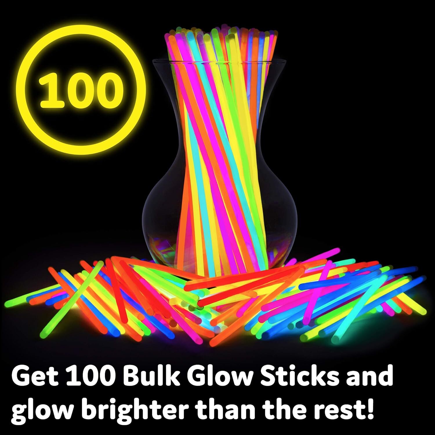 100 Ultra Bright Glow Sticks Bracelets and Necklaces - Premium Glow
