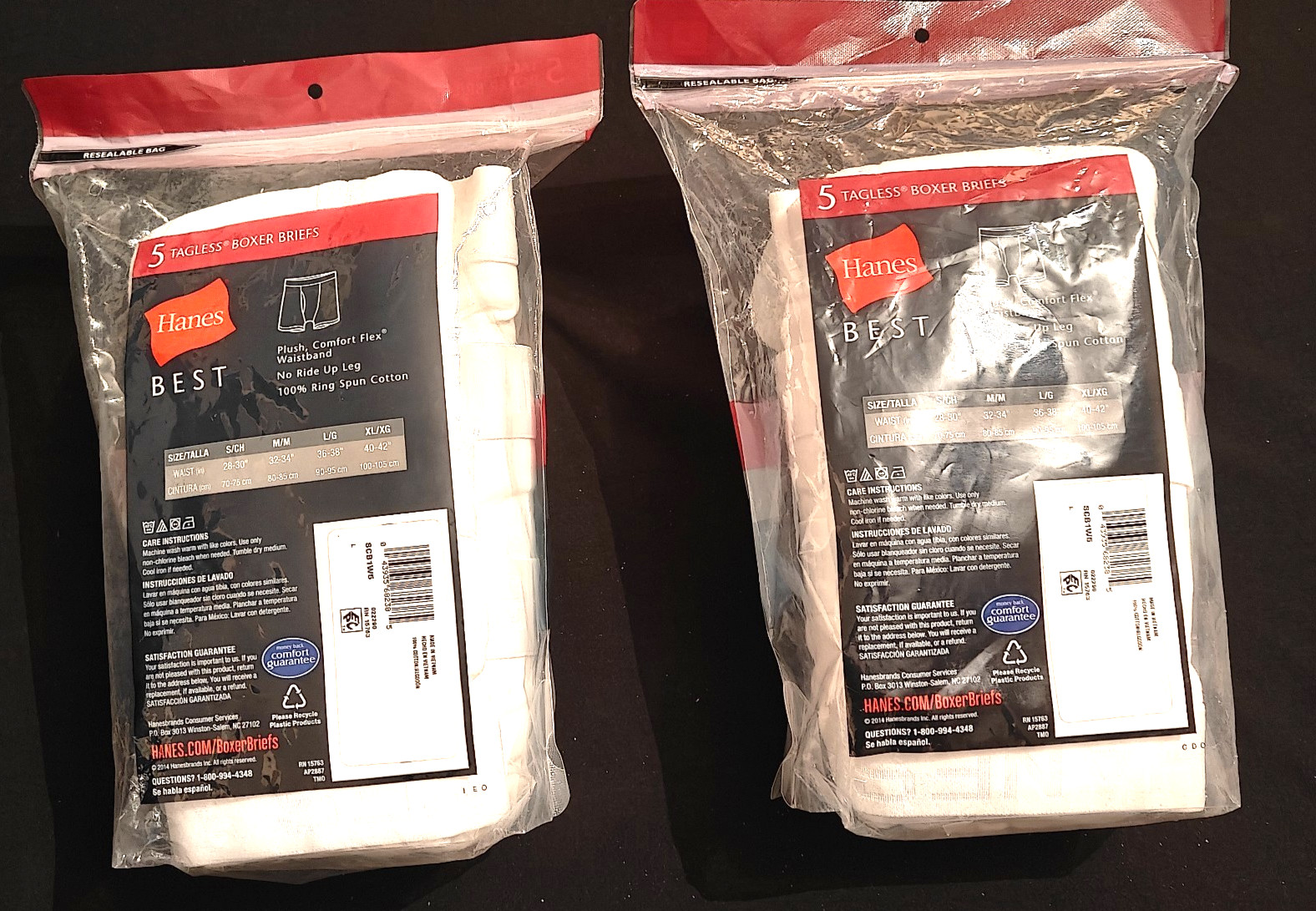 Hanes Boxer Briefs White Large