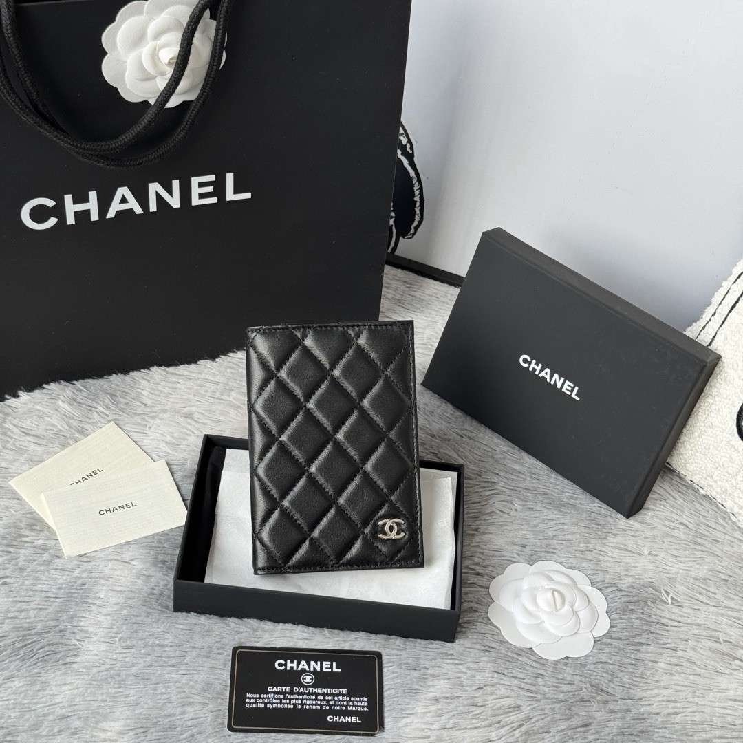 CHANEL Black Quilted Leather Wallet Organizer