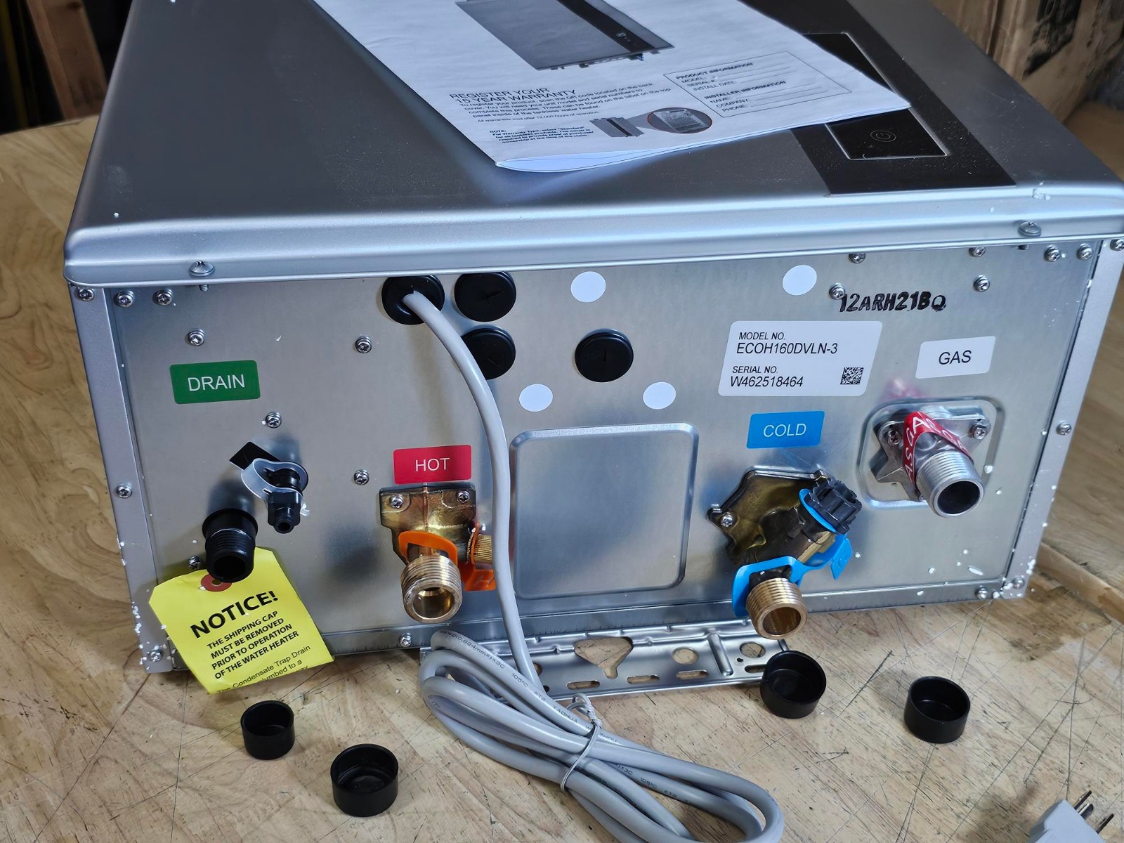 RHEEM ECOH160DVLN-3 Tankless Natural Gas Water Heater 8.4 GPM 157,000 BTU