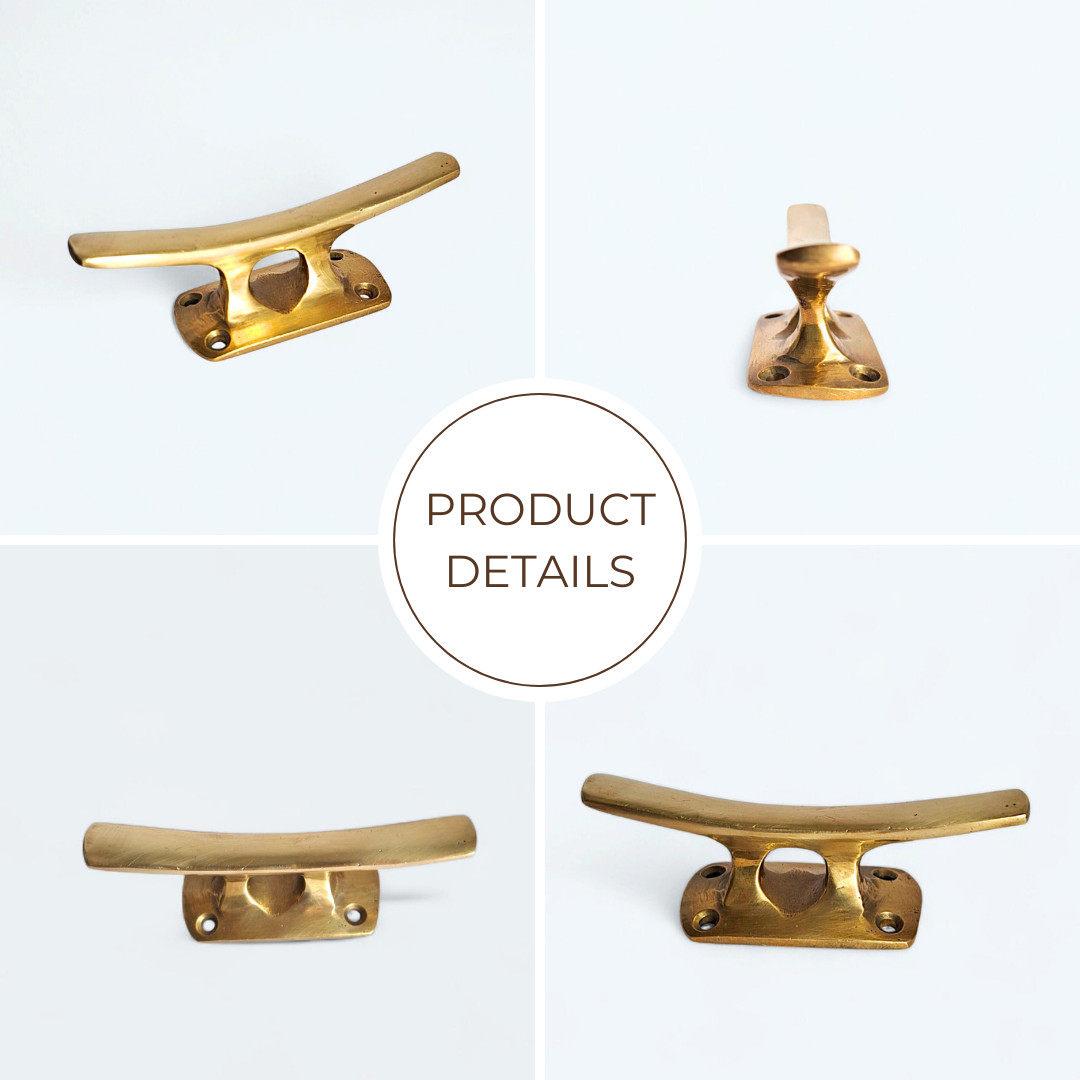 Solid Brass Boat Cleat, Functional, Nautical Gold Decor, 12cm/4.7in