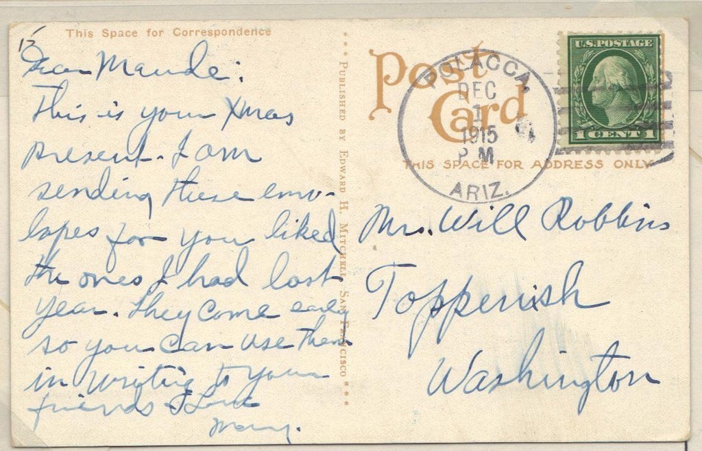 US 1887-1920's ARIZONA COLL OF 7 DIFF TOWN CVRS & PC INC TERRITORIAL & DISC PD's