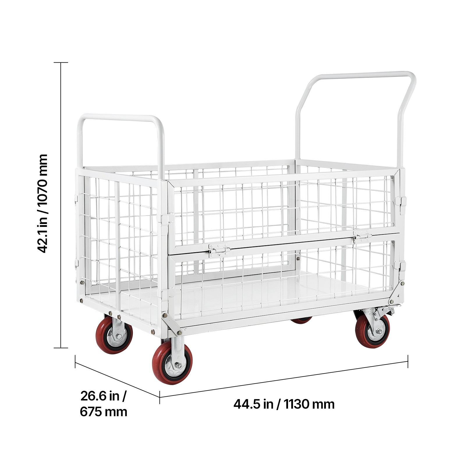 Uimoso Foldable Platform Cart with Cage, 2000 lbs Capacity, 6-in-1 Hand Truck