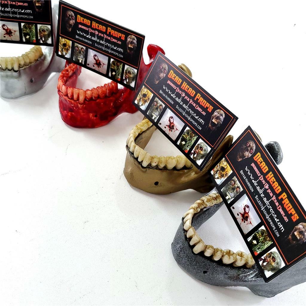 HALLOWEEN HORROR PROP - Realistic resin Human Jaw Business card and pen holder