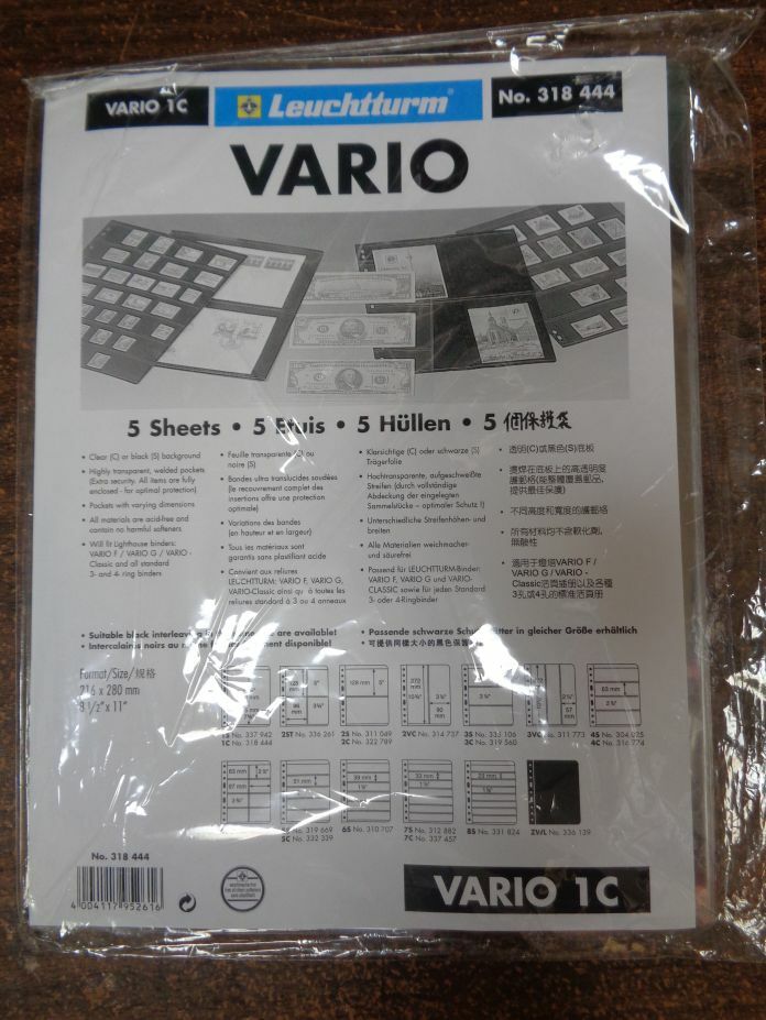 1C VARIO CLEAR Lighthouse Stock pages pack of 5 One sided NEW 1 Row pocket