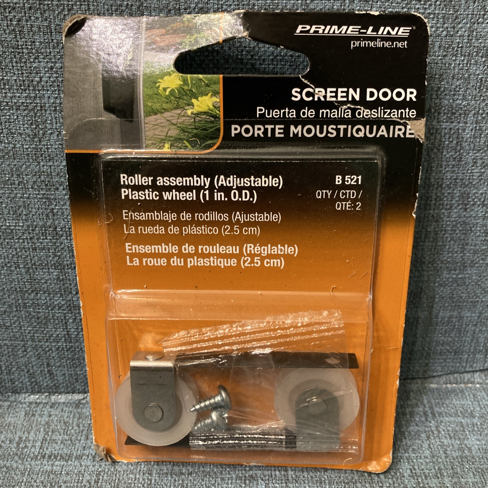 Prime Line B521 Sliding Screen Door Spring Tension Roller 1” Nylon Wheel