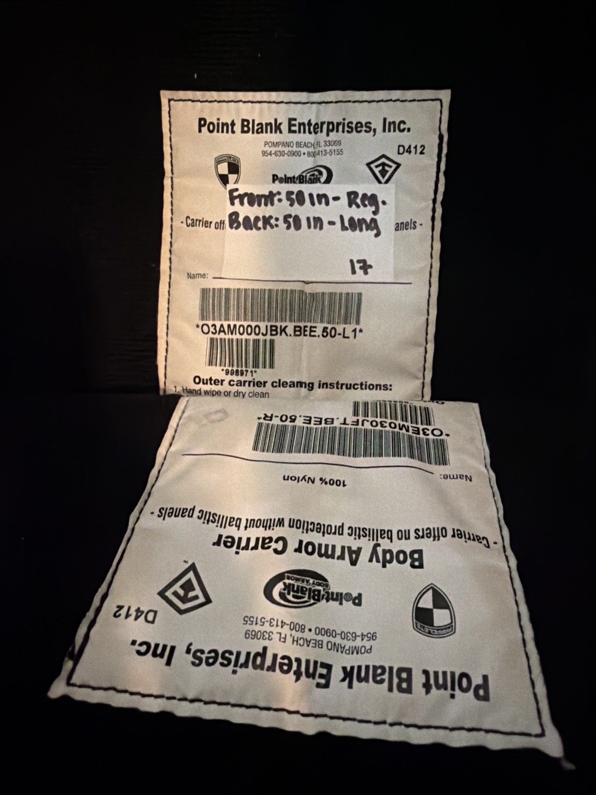 Point Blank Load Bearing Vest Body A W/ Inserts (NO Plates)