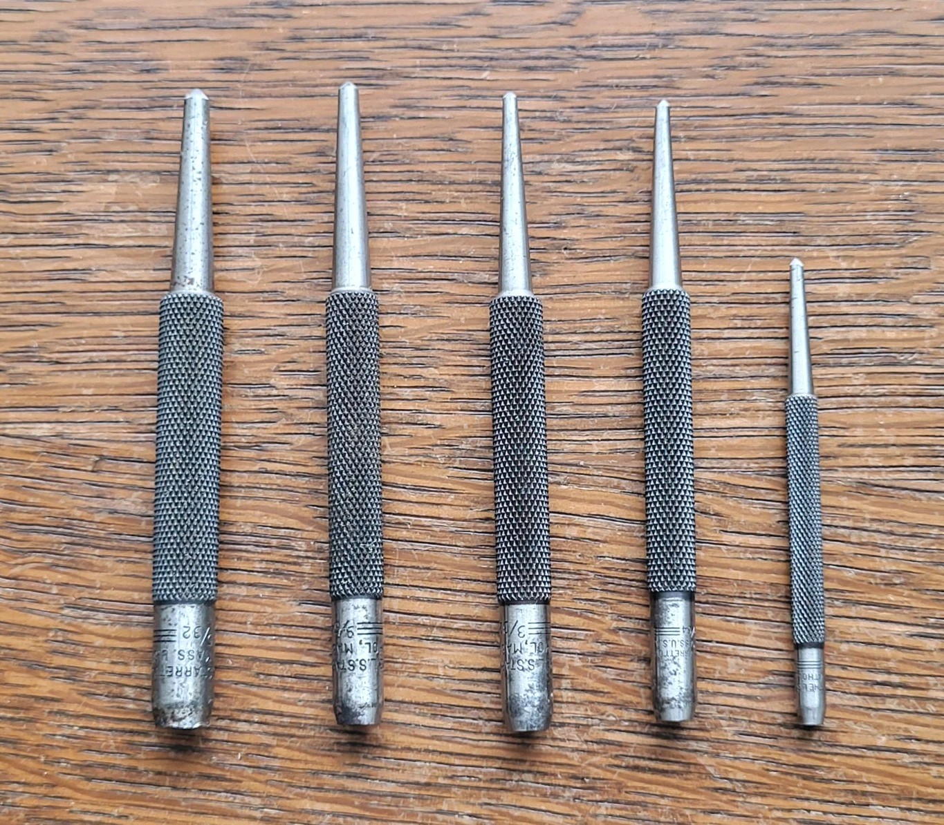 Vintage L. S. Starrett No. S 117 Set of (5) Center Punches Machinist Tools USA