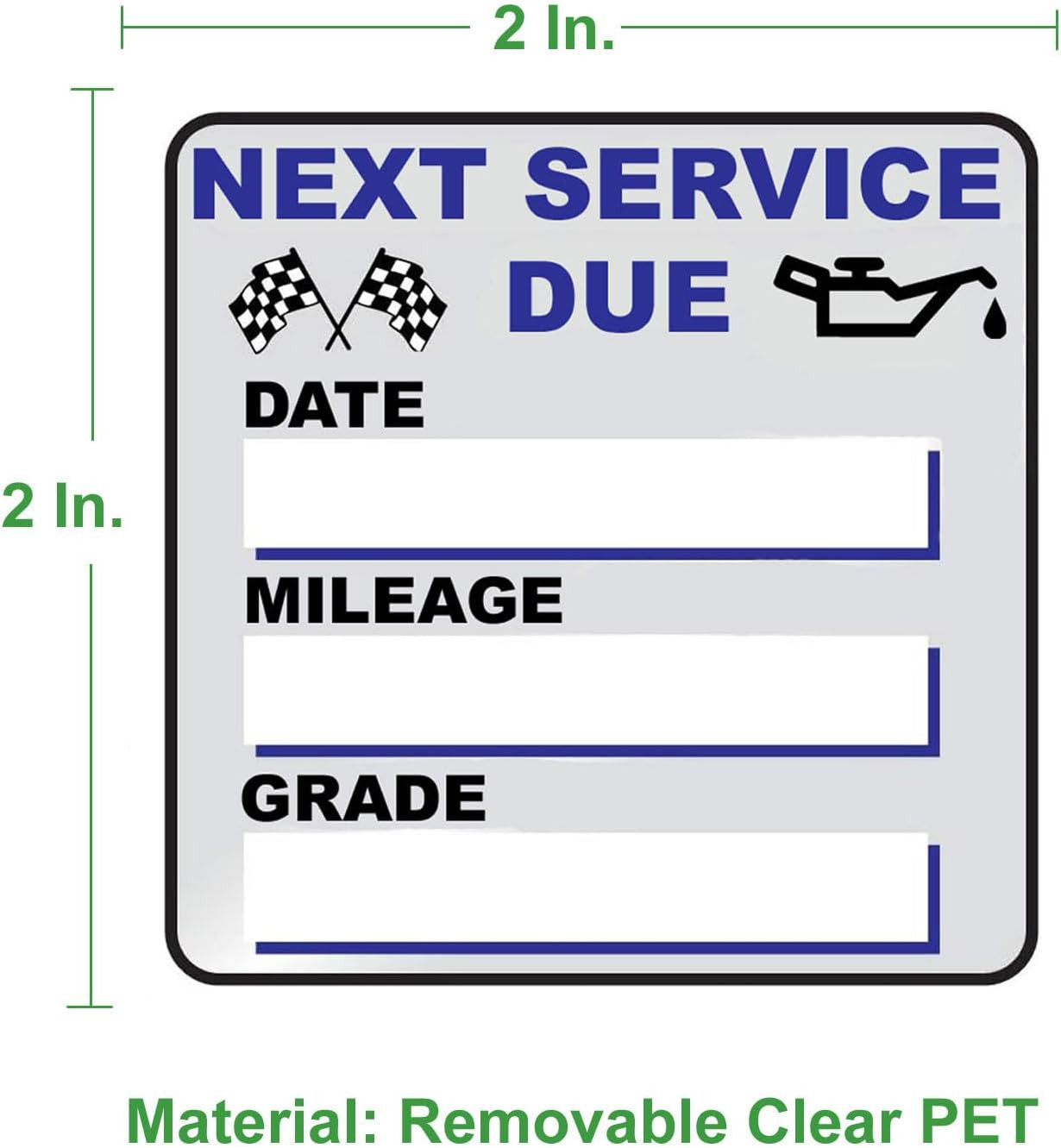 Oil Change Reminder Stickers 2x2 Clear Vinyl 300Pcs Car Service Due Label Roll