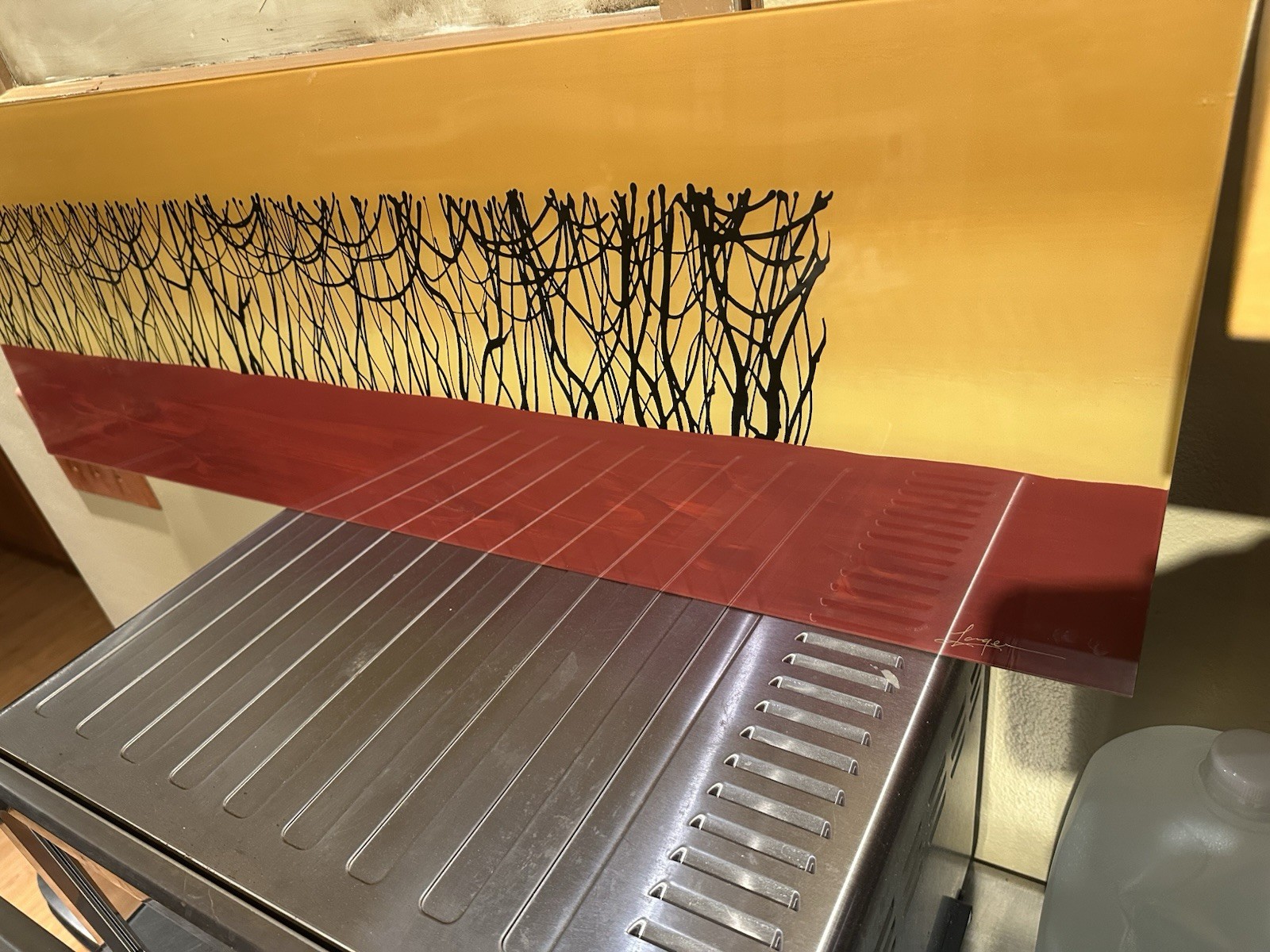 Daniel Lager Reverse Painted Acrylic on Acrylic Glass 24" x 12" Hand Signed