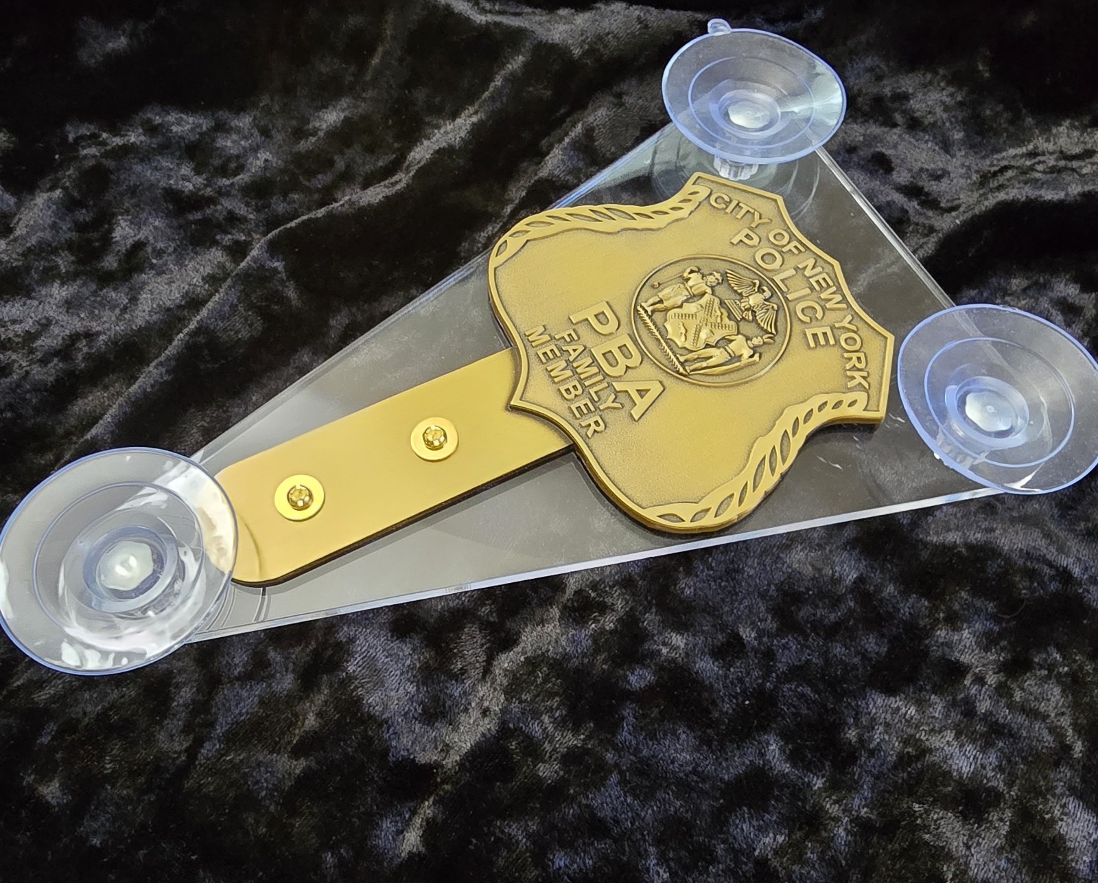 NYPD Windshield Badge Medalion Display. Family Member. Free Shipping.