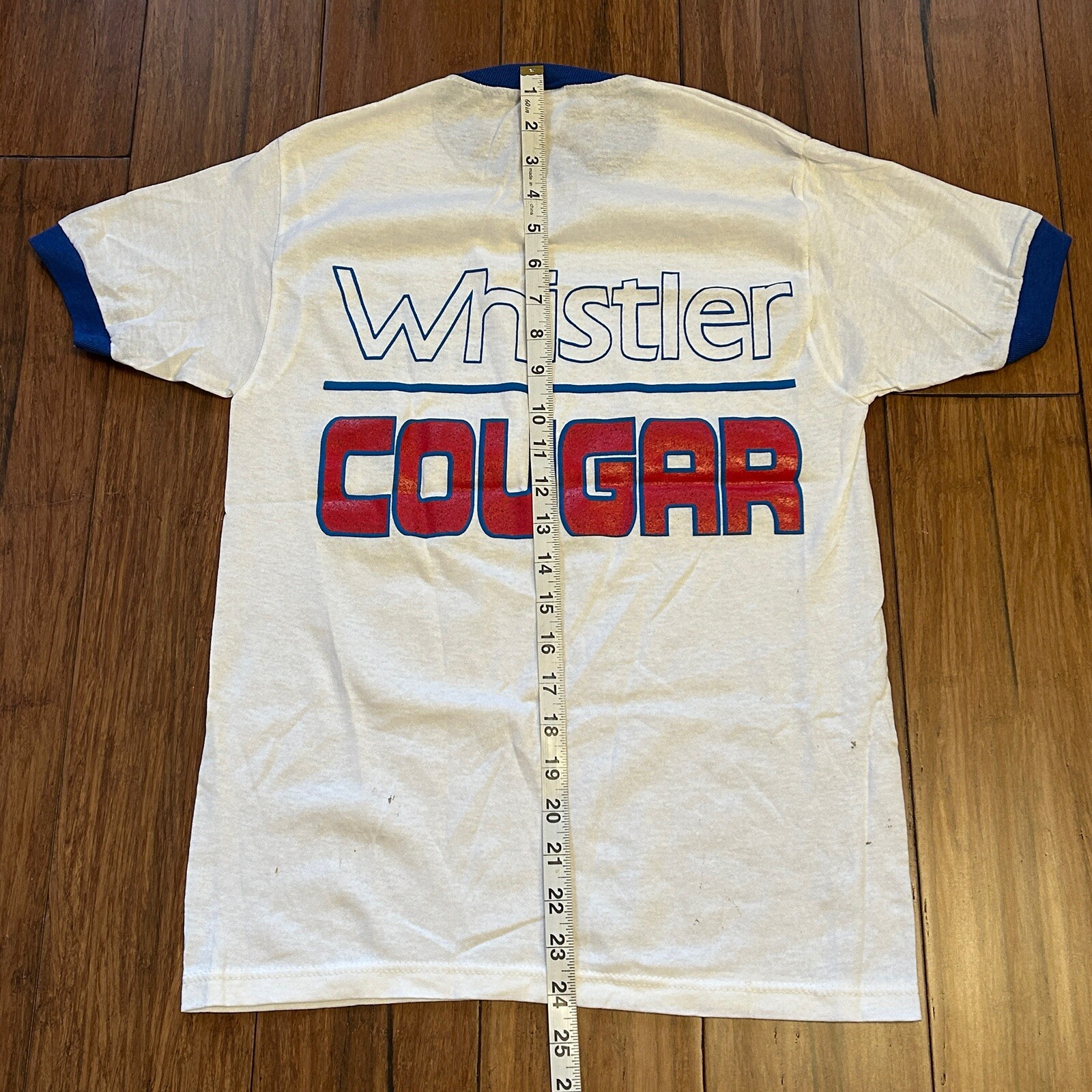 Vintage 80s Whistler Mercury Cougar Motorsports Jerzees Ringer Tshirt Small