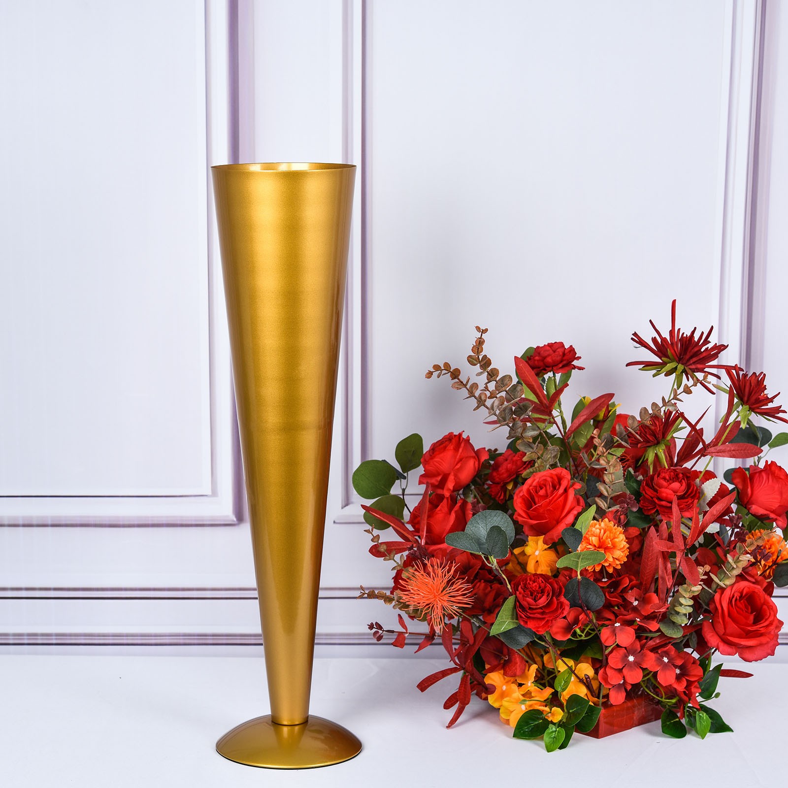 GOLD 27" METAL Trumpet Wedding FLOWER VASE Party Events Decorations Supplies