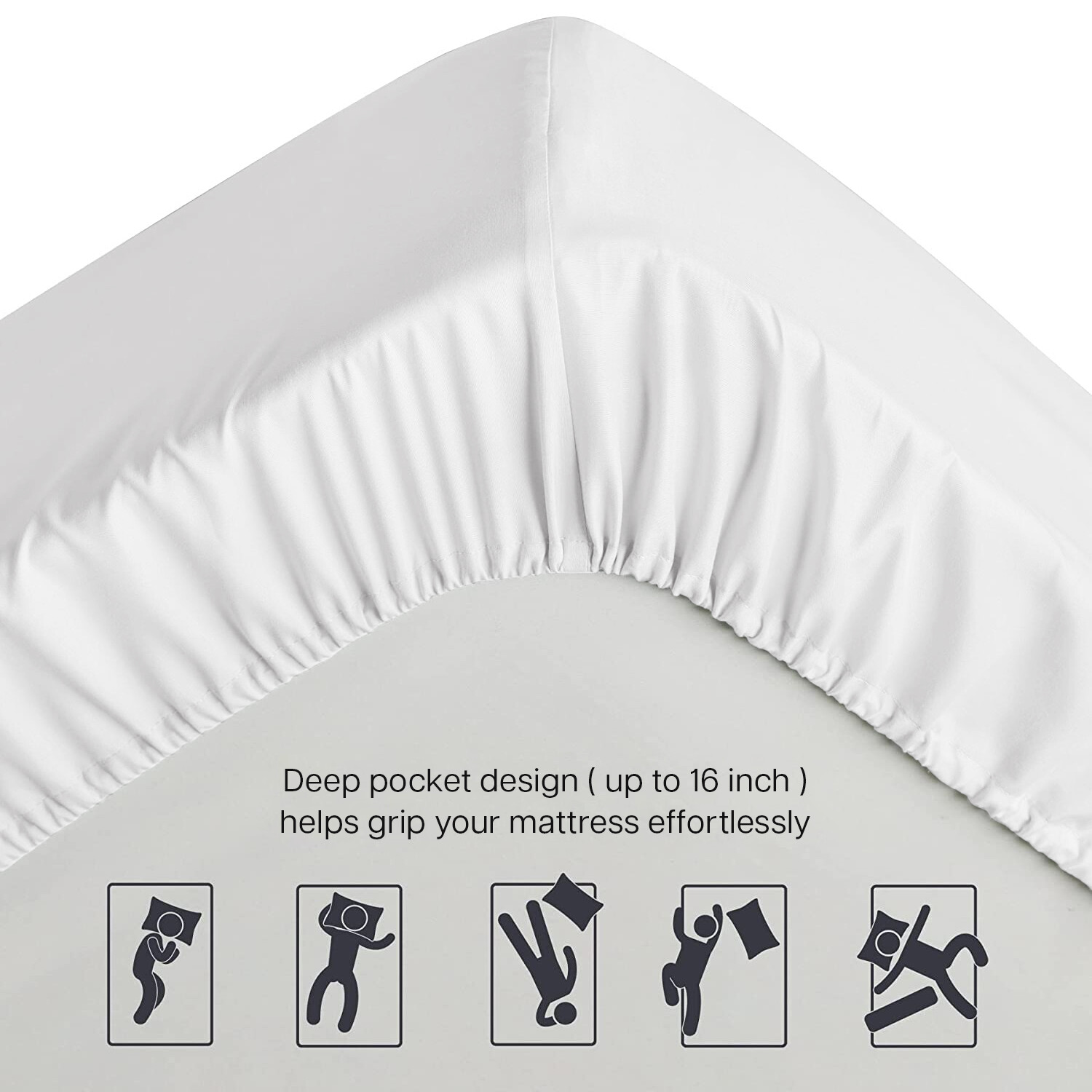 Fitted sheet King Size 16” Deep Pocket Easy Care Breathable Elastic Bed Sheets