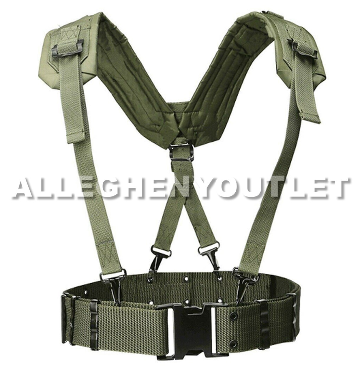 Original U.S Army OD Webbing System LBE Suspenders Pistol Belt LC-2 Military