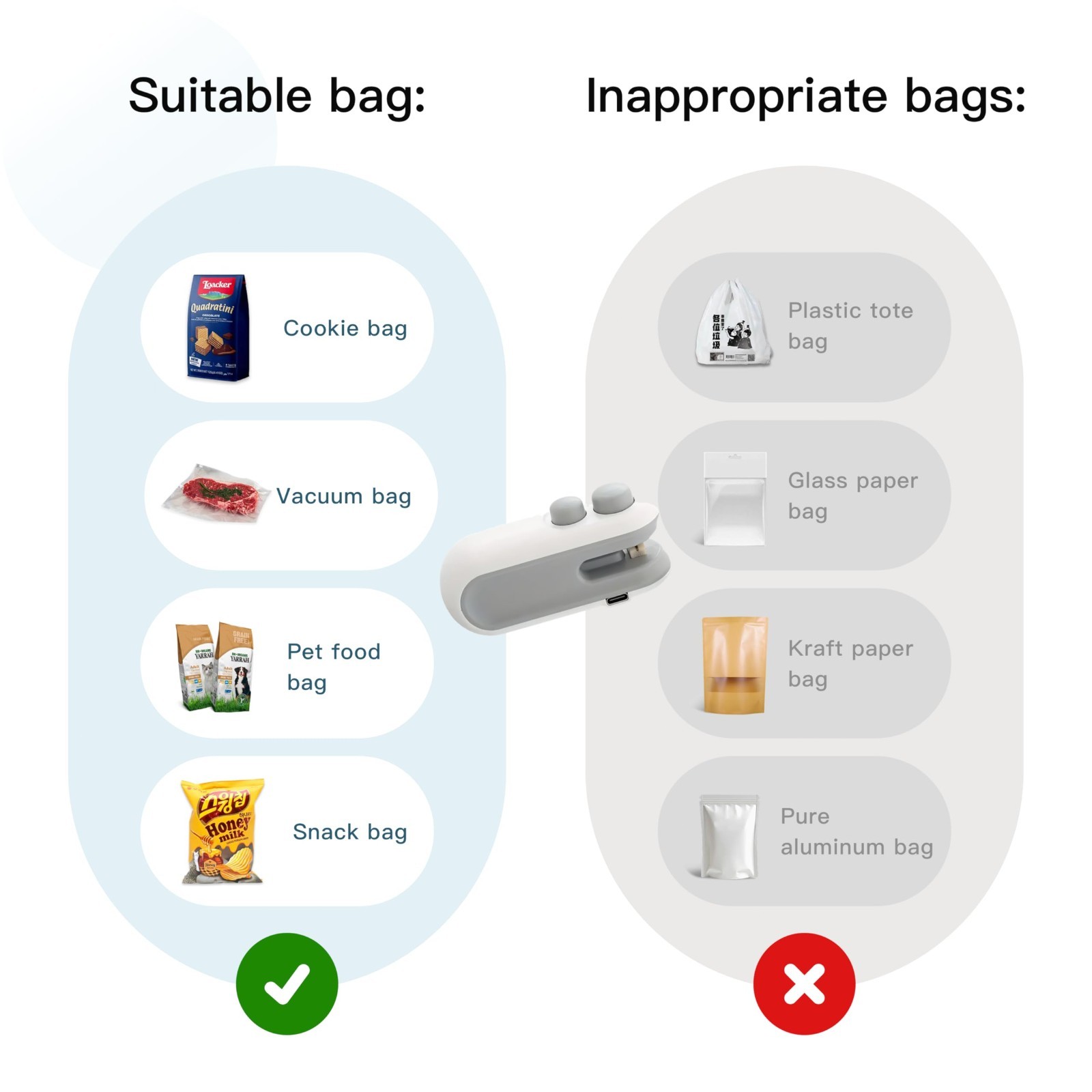 Mini 2-in-1 USB Rechargeable Snack Bag Sealer, Compact Portable Food Freshness