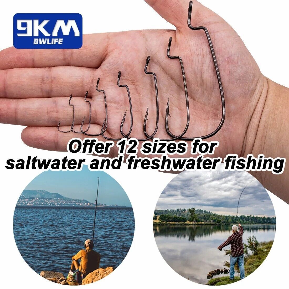 50~200Pcs Ewg Hook Bass Fishing Texas Rig Hook Wide Gap Offset Worm Fishing Hook