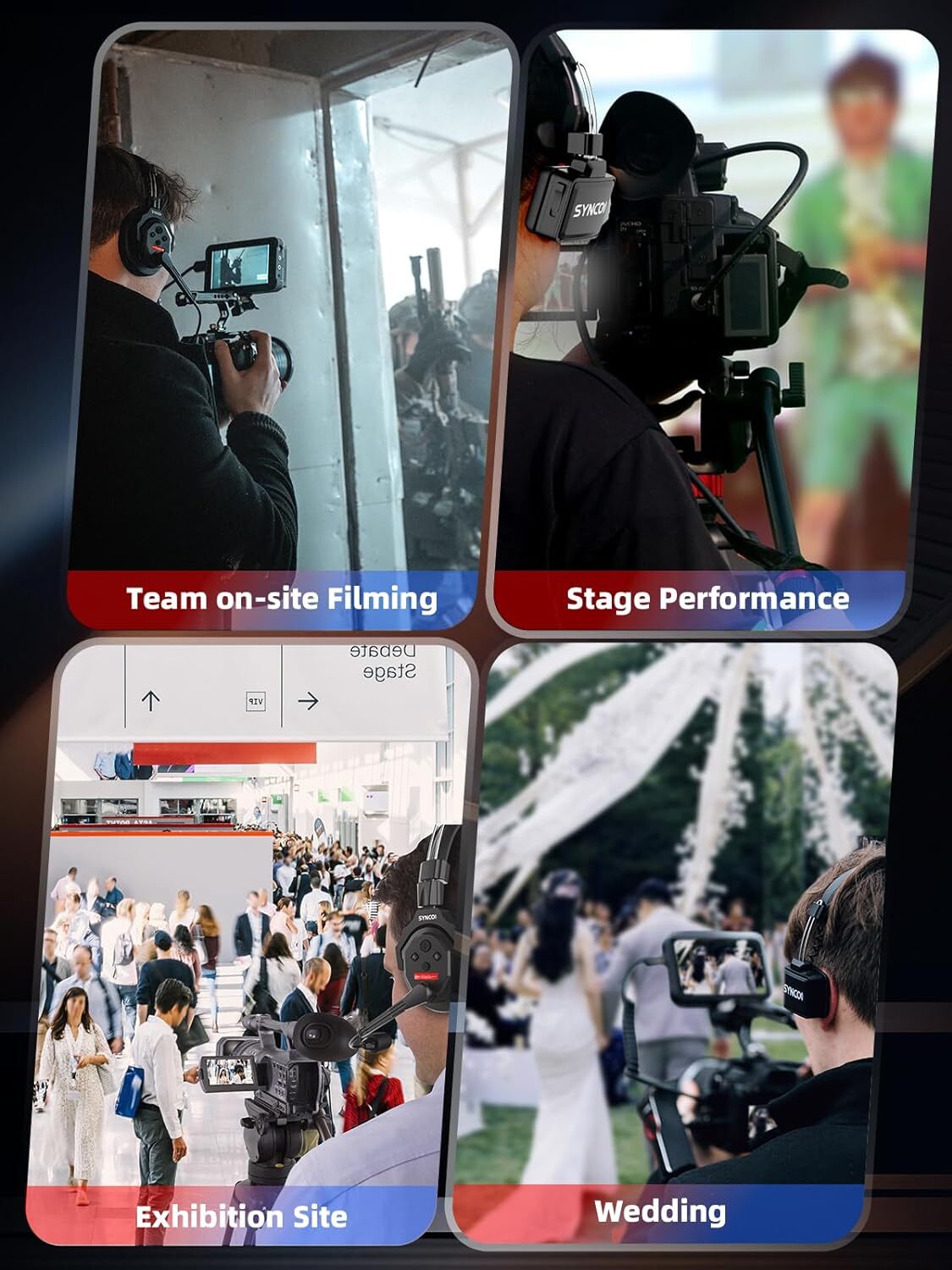 SYNCO XTALK X5 2.4GHz Wireless Intercom Headset System 350M/1148FT 5Pcs/Set