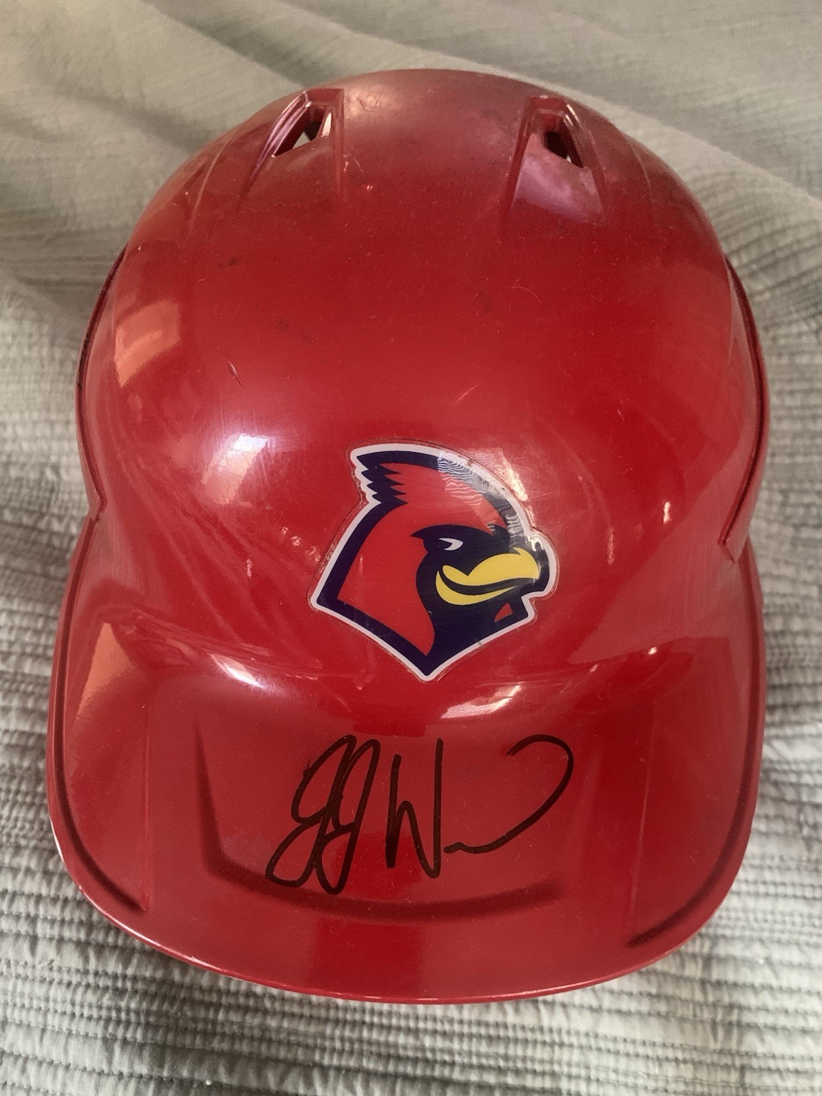 JJ Wetherholt Memphis Redbirds Game Used Autographed Batting Helmet - JSA COA