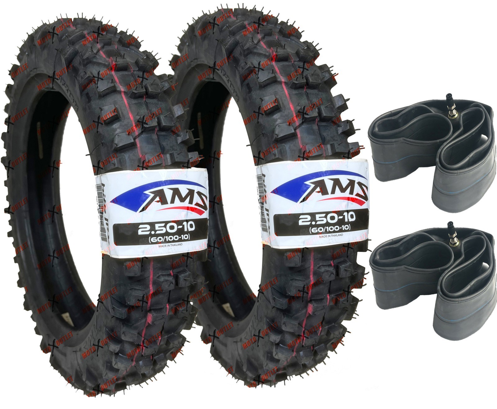 Yamaha PW50 TTR50 Front Rear Tire Tube Set 2.50-10 AMS Bite MX TTR PW 50 Tires