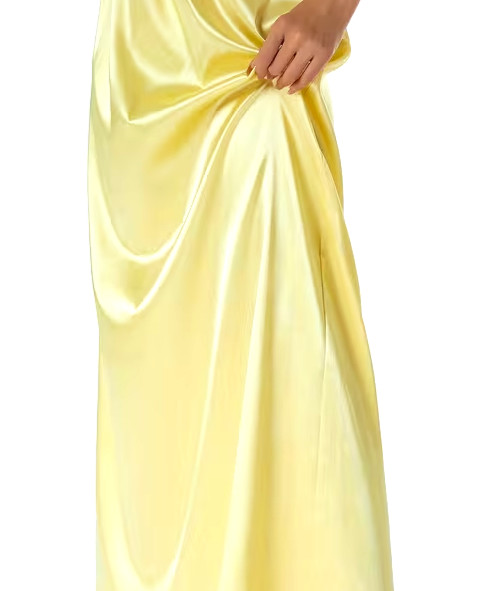New Gorgeous Feminine Yellow Satin Lace Hem Long Half Slip Plus XL NEW