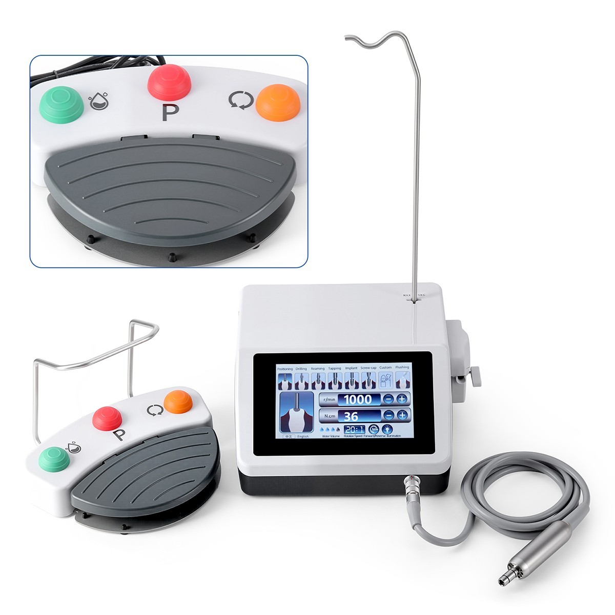 AZDENT Dental Brushless Implant Motor +20:1 LED Contra Handpiece Touch Screen