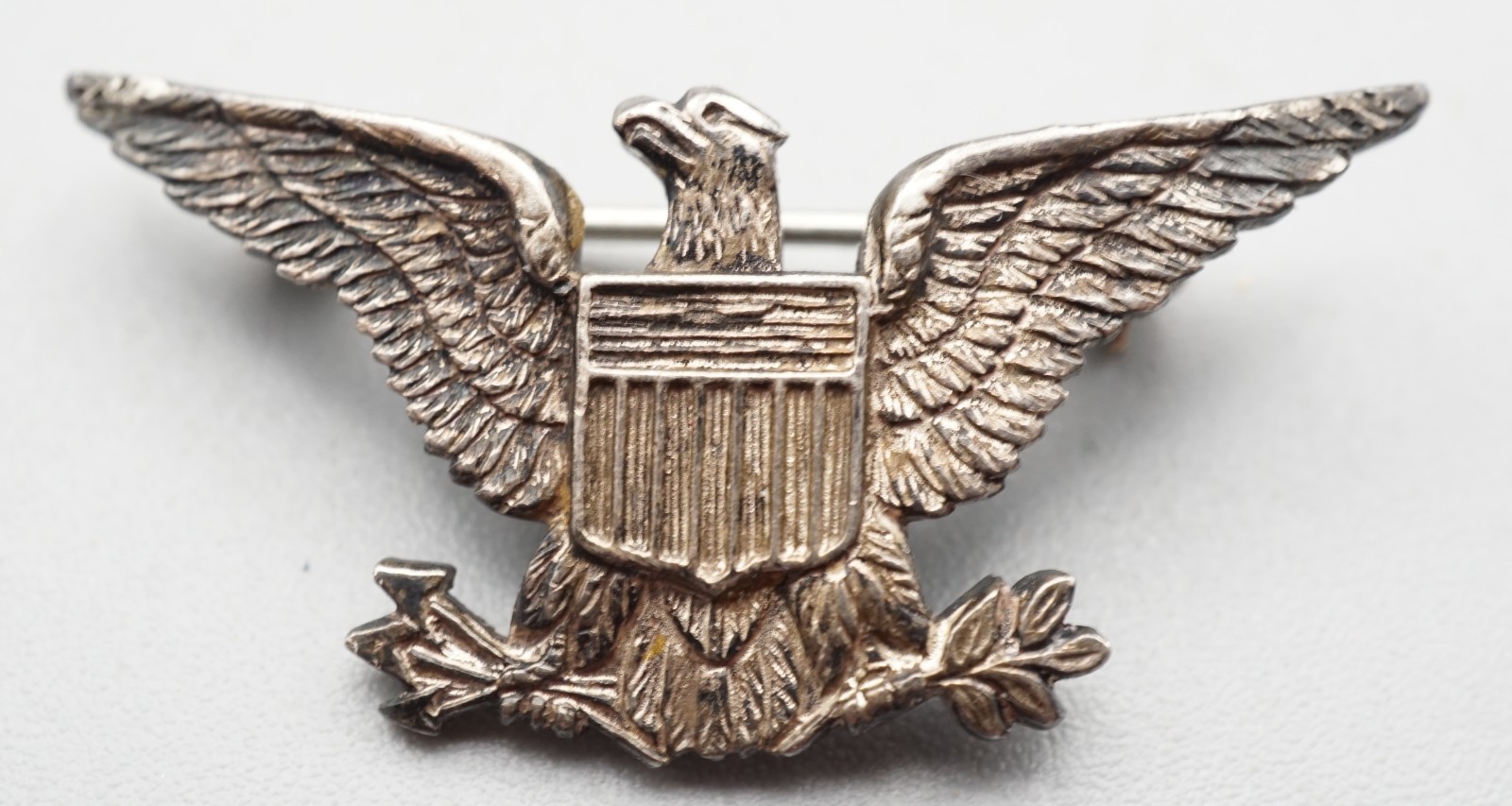 WWII Sterling Army Colonel Rank War Eagle Insignia Pin