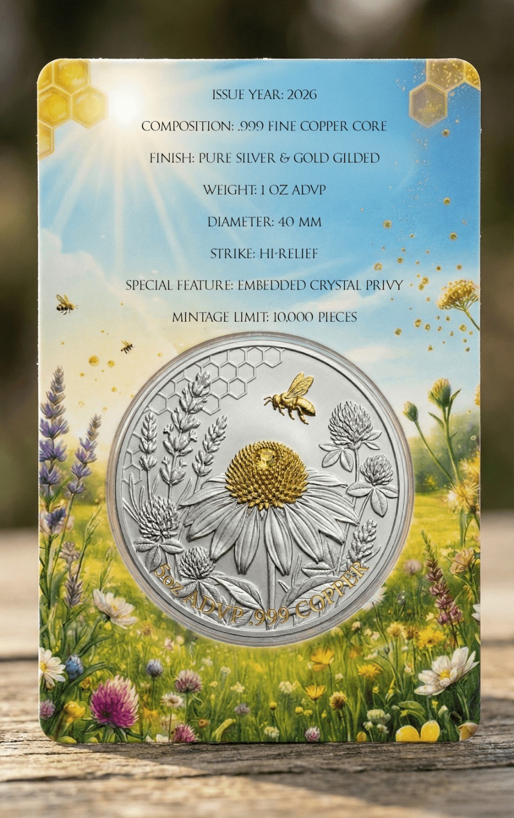1oz ADVP .999 Fine Copper Core 2026 Bee Yourself Silver & Gold Gilded PRESALE