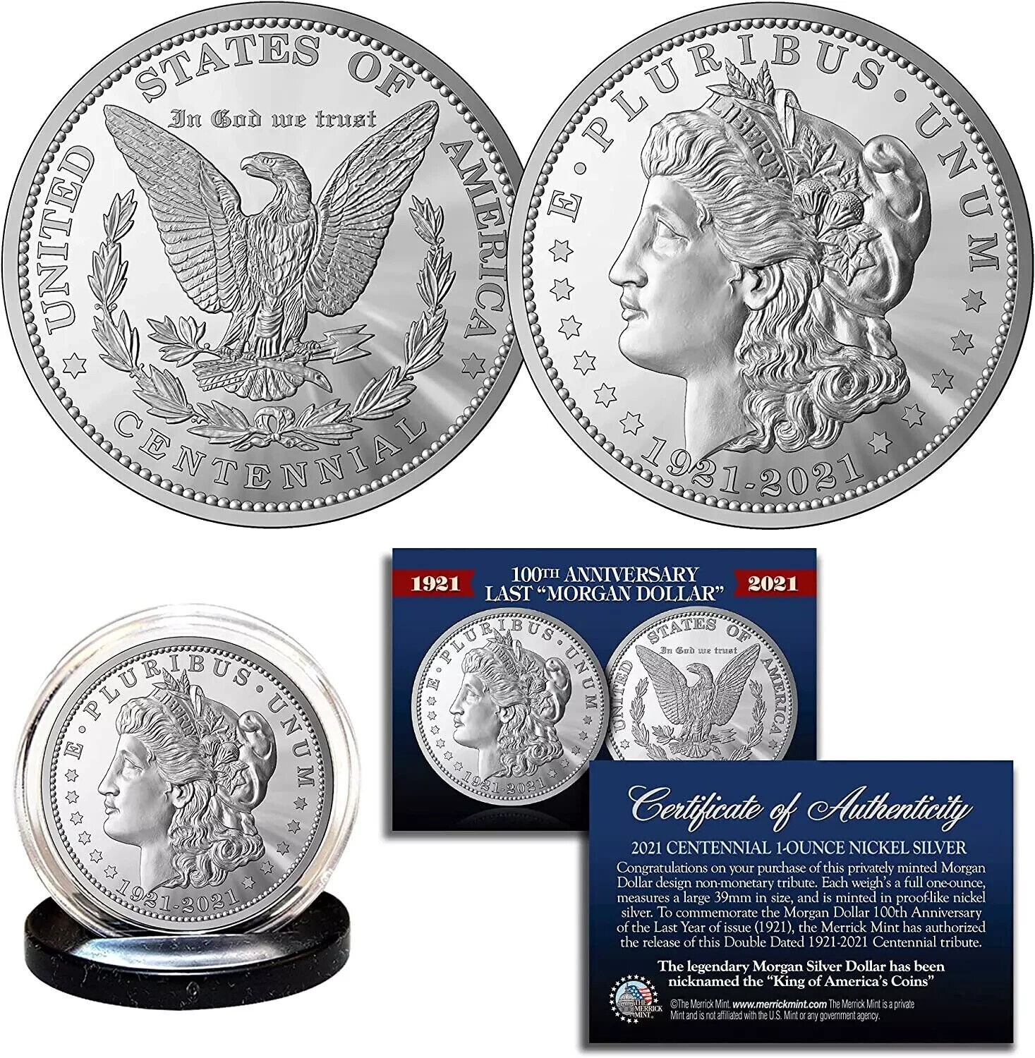 100Th Anniversary of the Final Morgan Silver Dollar 1 OZ 39Mm with Certificate