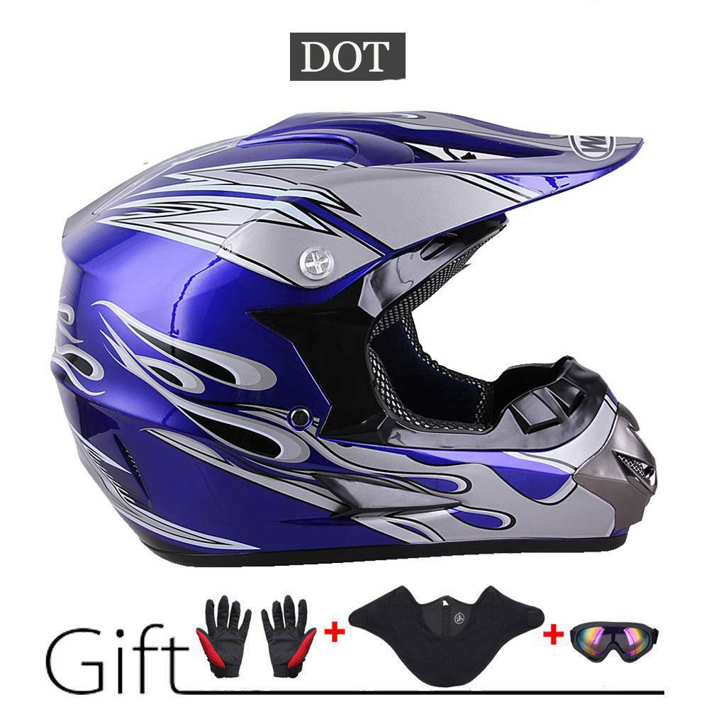 DOT Adult Motocross ATV Dirt Bike MX Off-Road Helmet + Goggles + Gloves S/M/L/XL