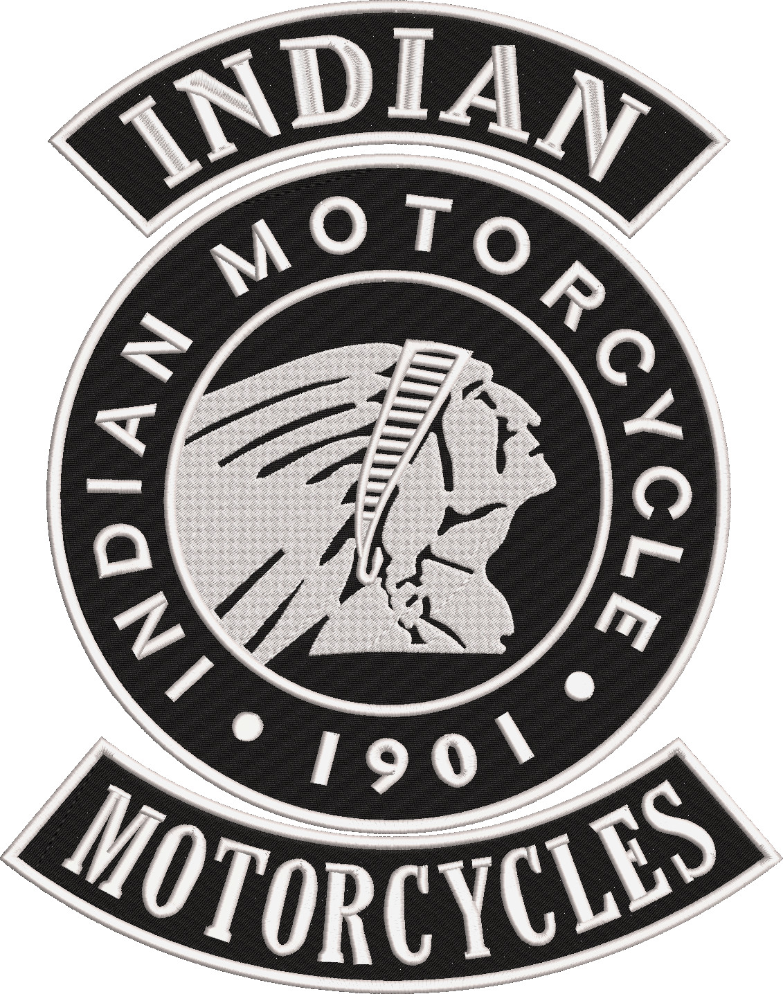 Indian Motorcycle Sew On Iron On Jacket Vest MC Back Rockers Patch (3 Pc Set)