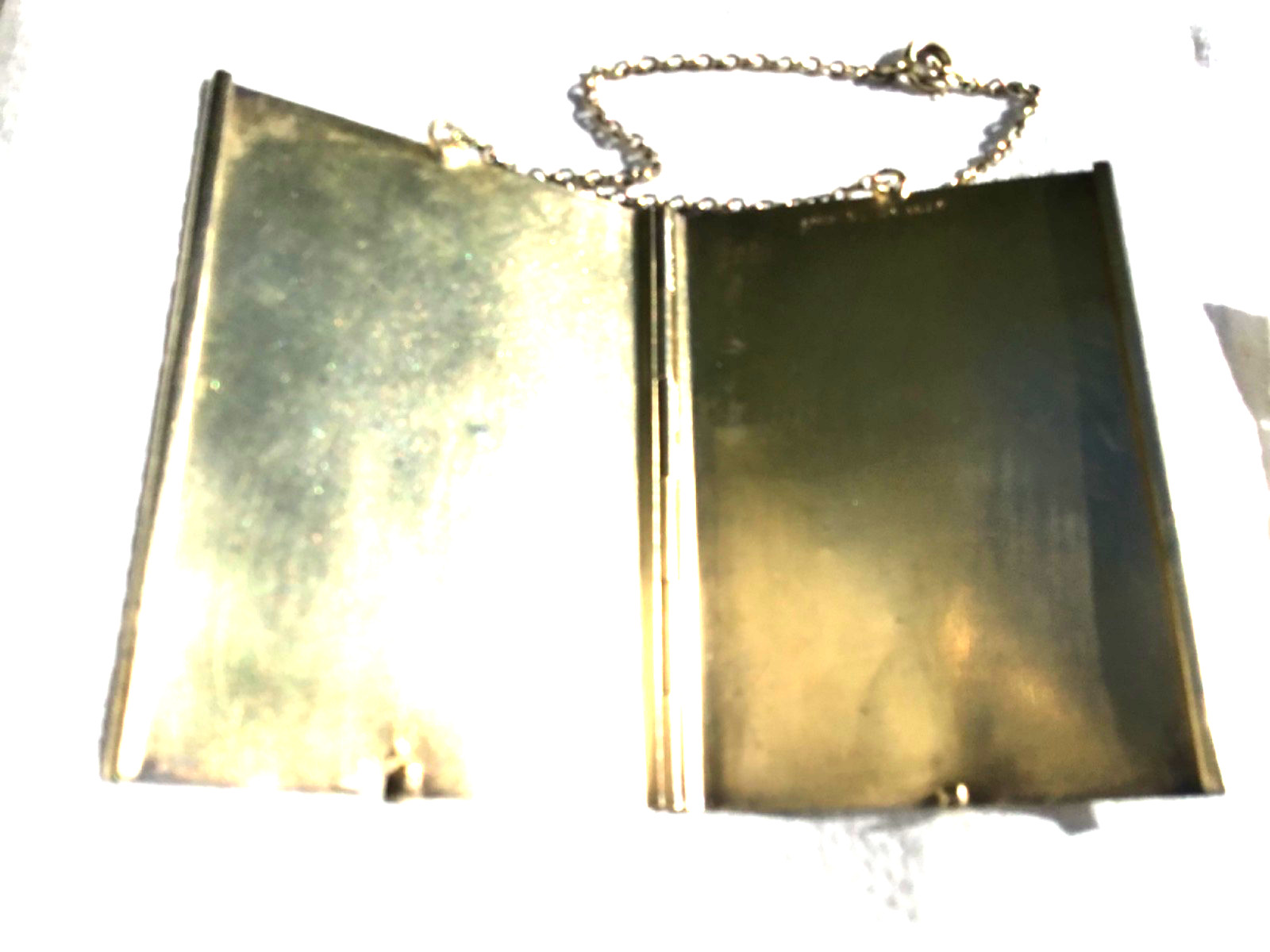 Gilt sterling Edwardian calling card case with hand chain William Kerr Co 1905