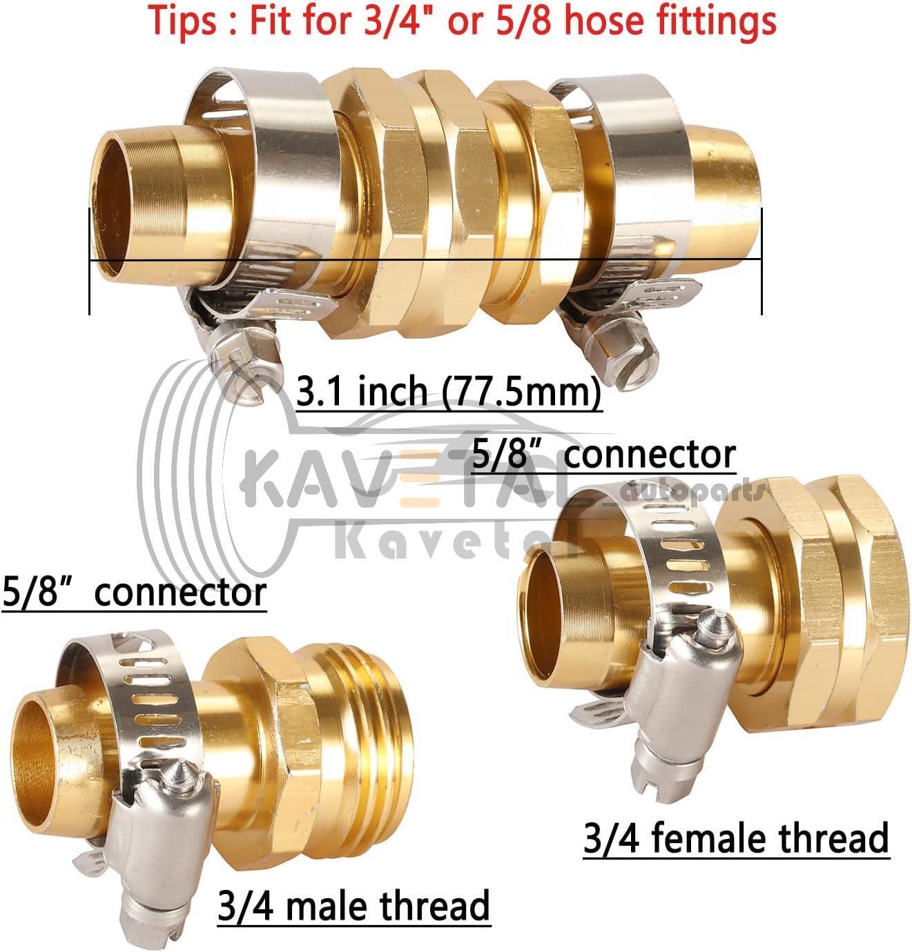 Garden Hose Mender End Repair Kit 3/4 5/8 Male Female Clamp