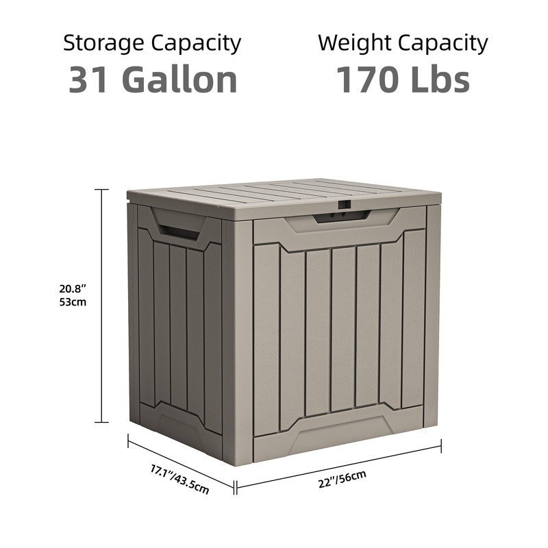 Waterproof Resin Outdoor Storage Box Lockable Easy Assembly Organizer Deck Box