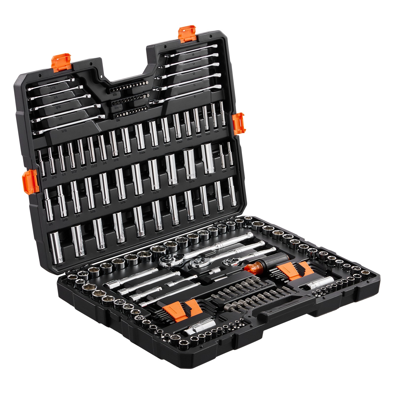 VEVOR Mechanics Tool Set and Socket Set 1/4in 3/8in 1/2 in Drive Sockets 205Pcs
