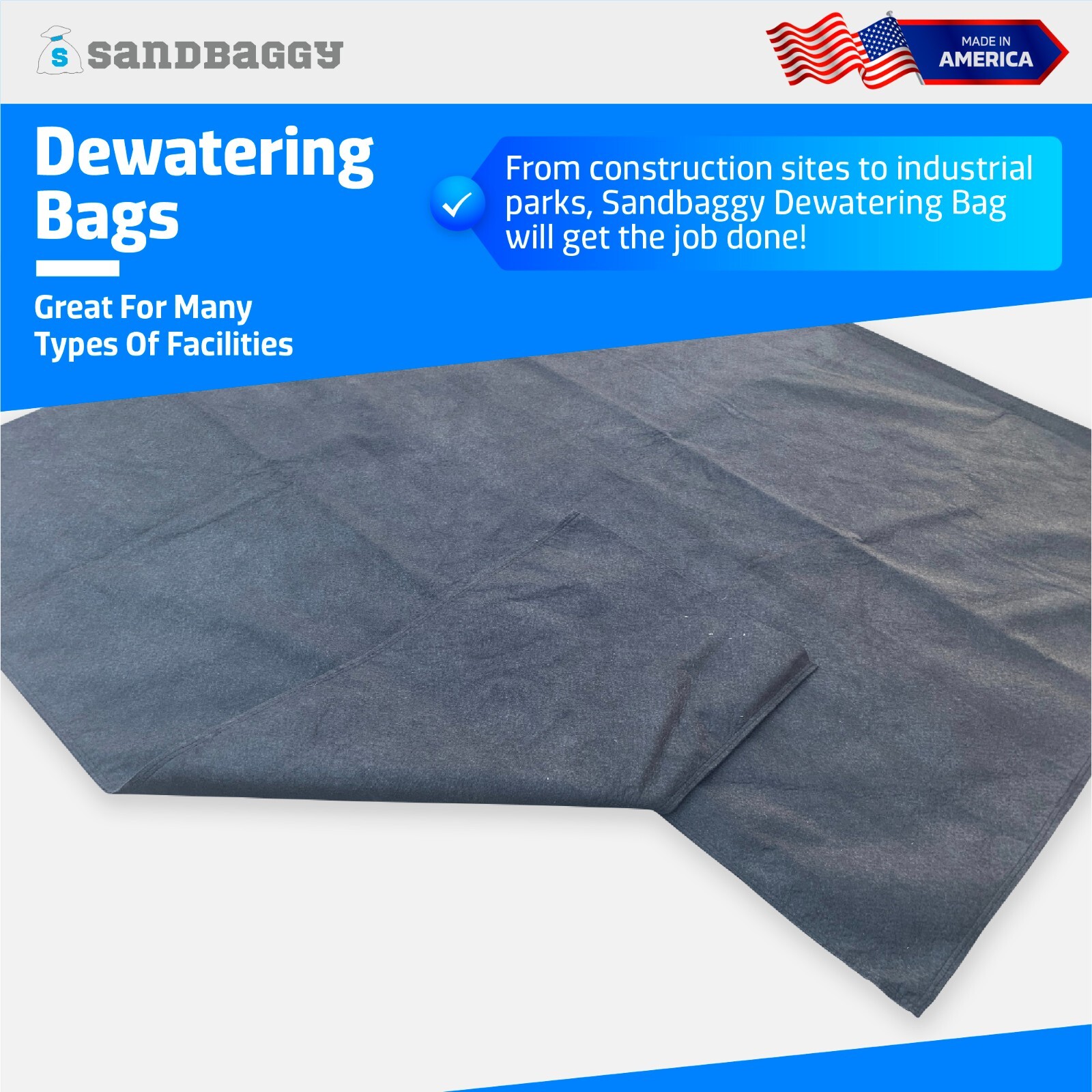 Dewatering Bags - Made in America - Filters Sediment, Oil, Sludge & Pollution