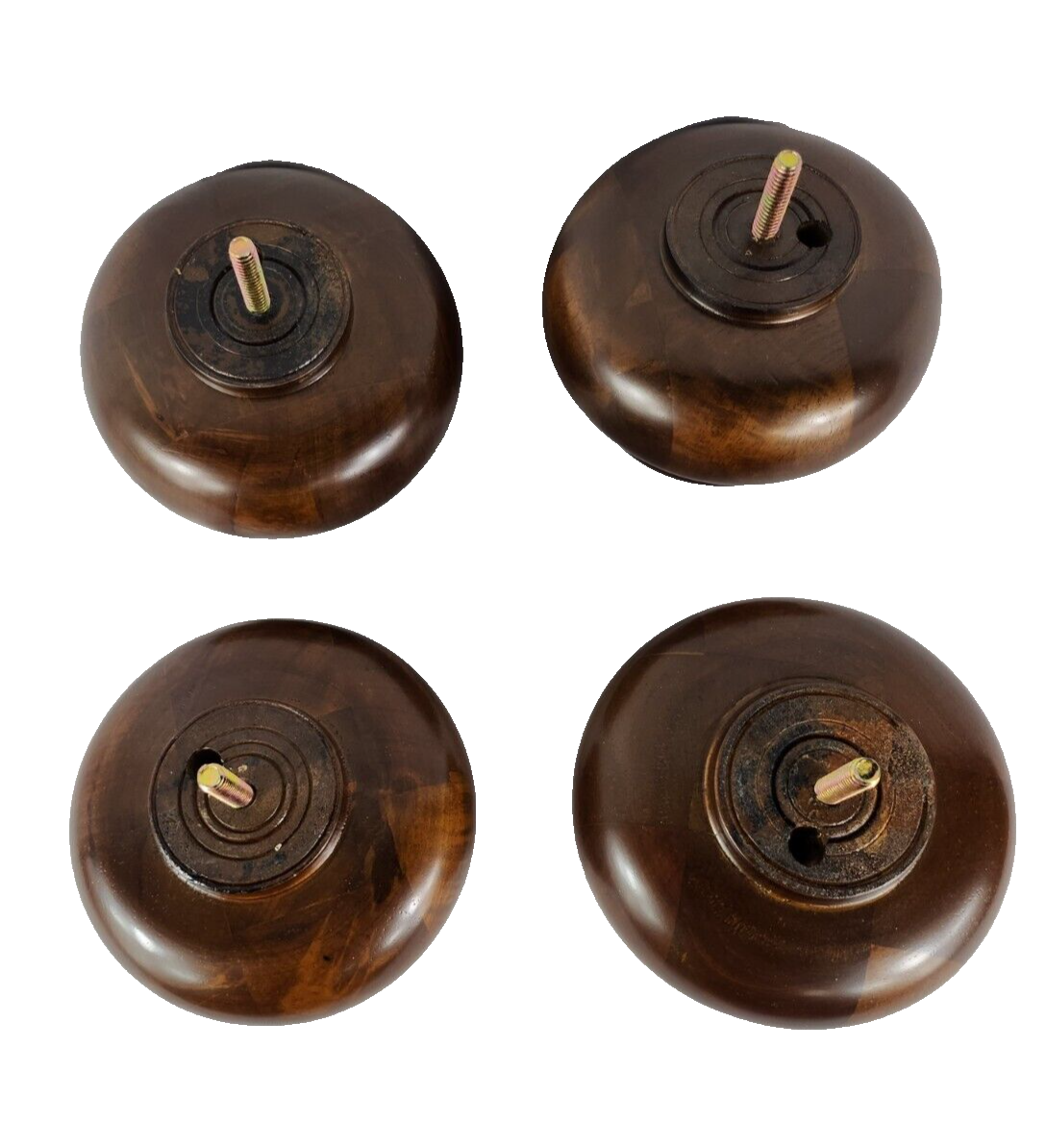 3" Turned Buns Walnut Tapered Furniture Wood Legs (05-1624) 5/16" Bolt Set of 4