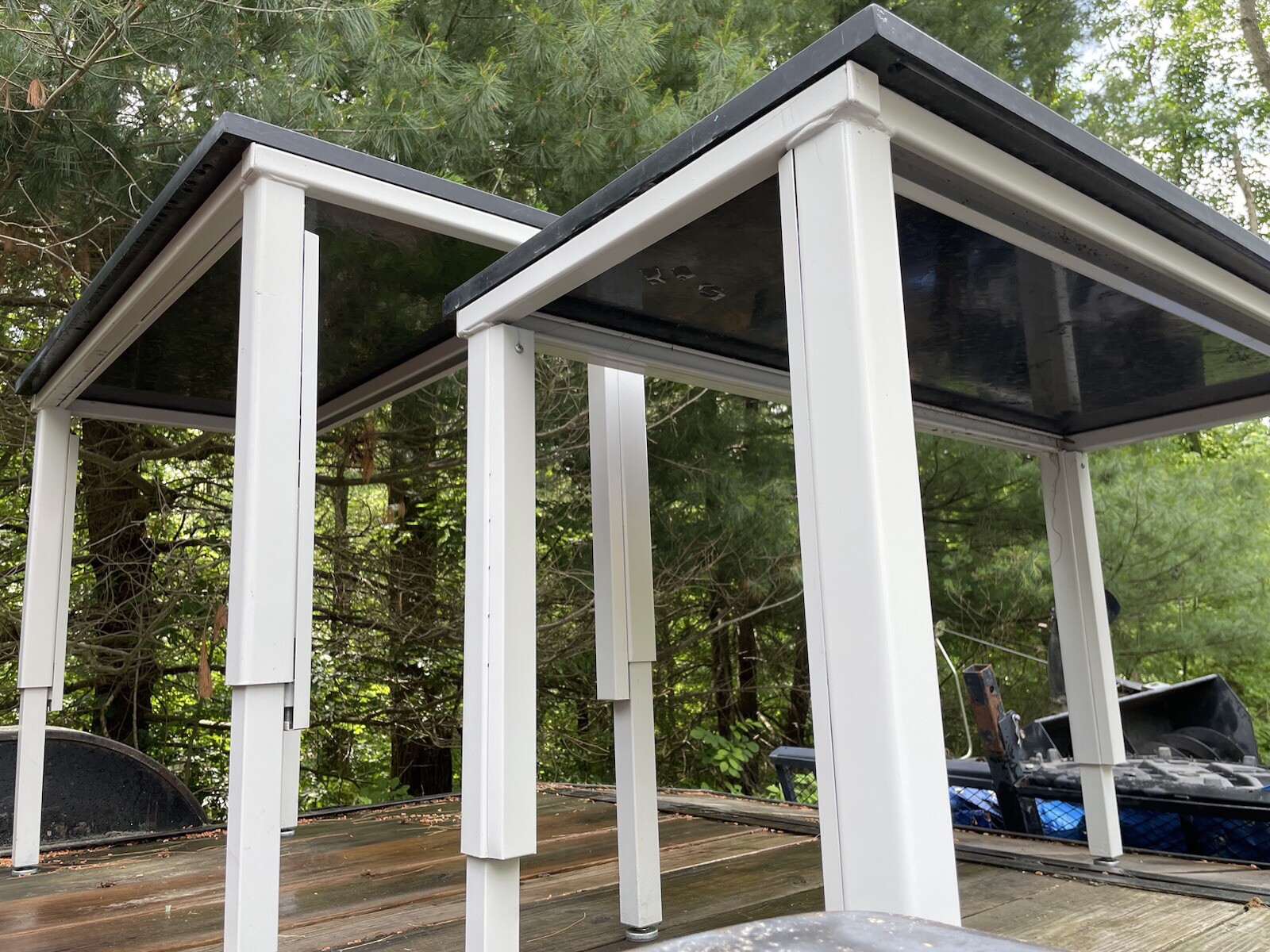 Lab Table 24"W x 48"D Black Top Light Gray Metal Adjustable Height Legs