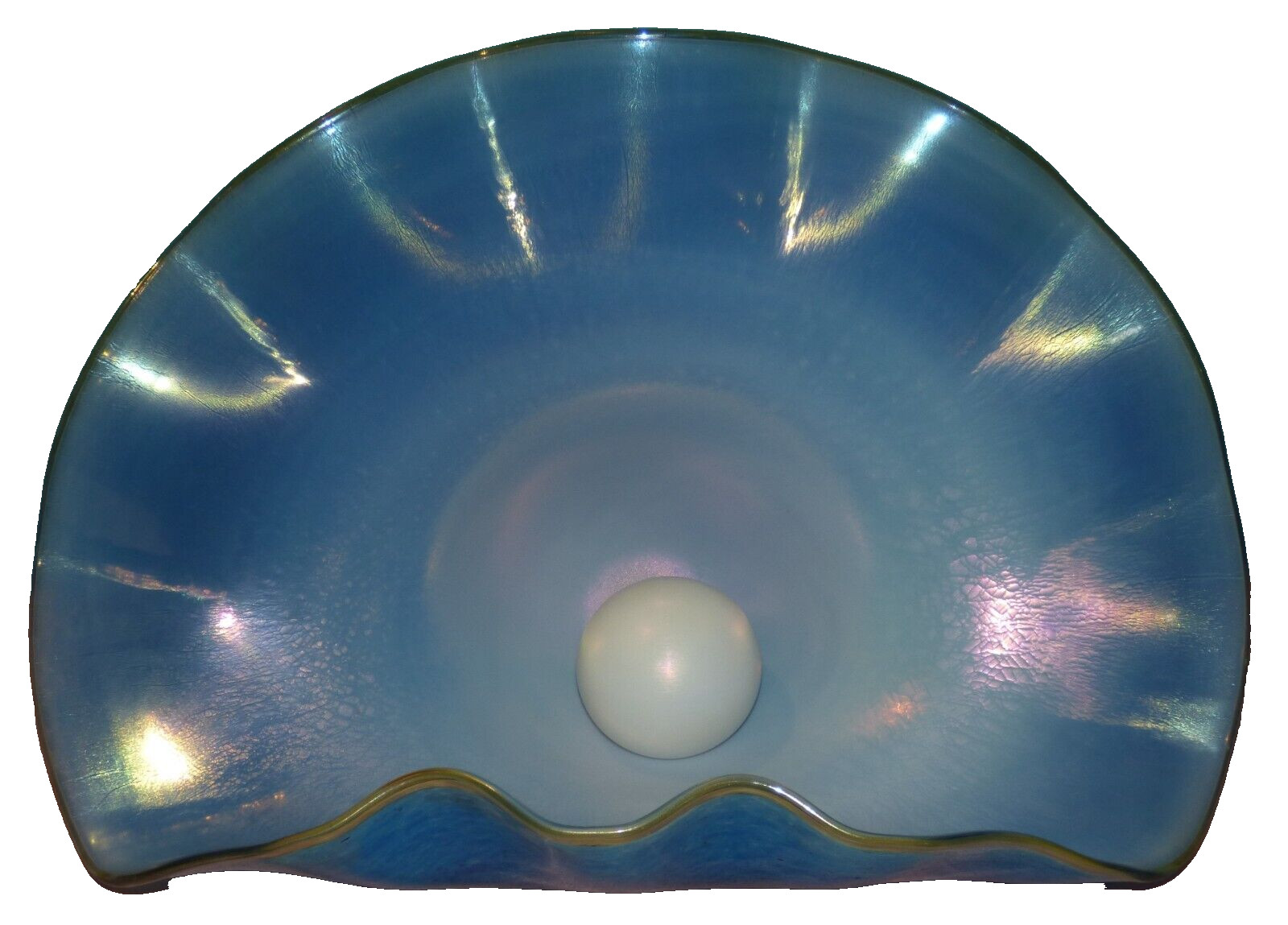 Daniel Lotton Art Glass Clamshell with Pearl, Clam